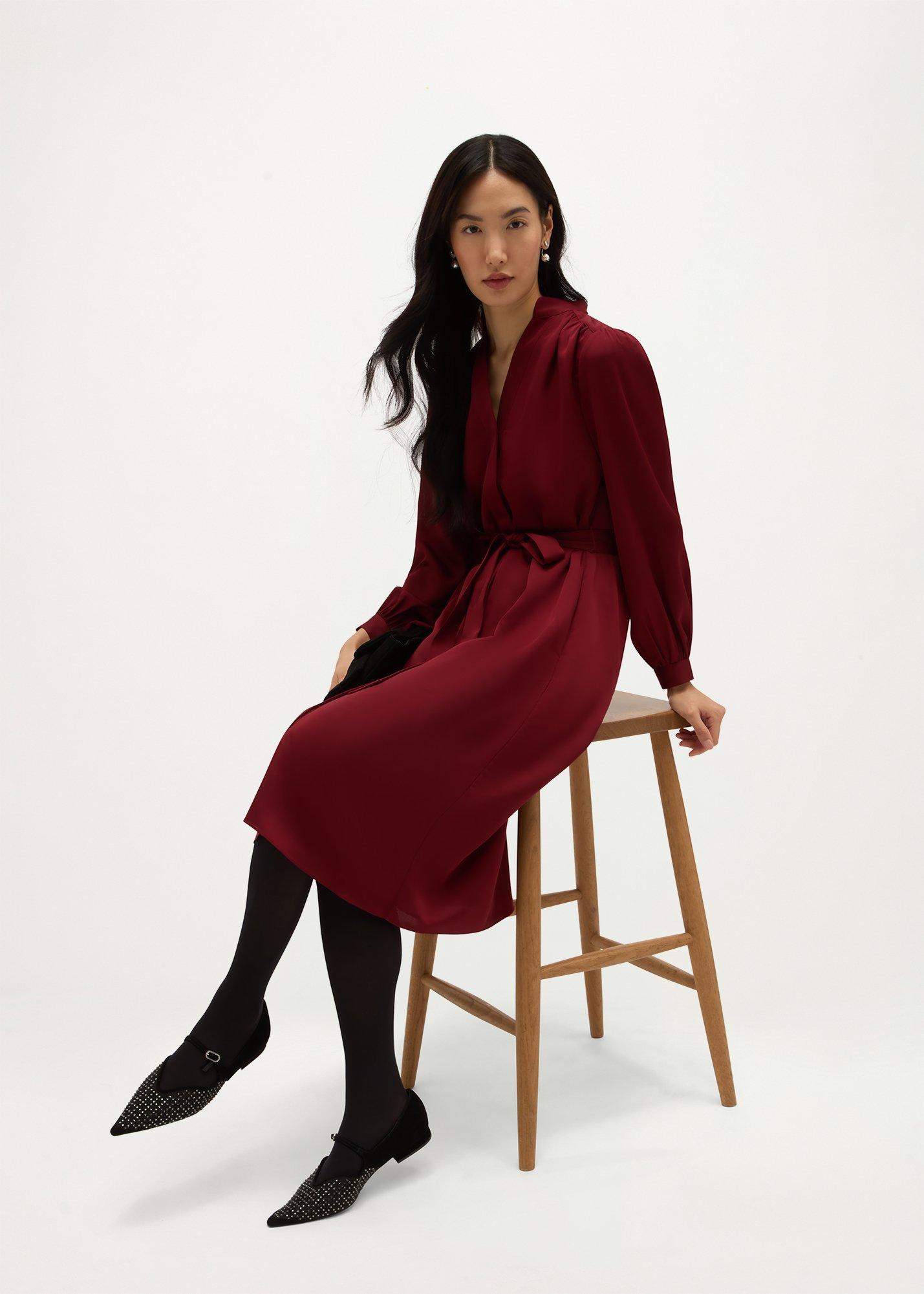 Nola Dress, Mulberry Red, hi-res