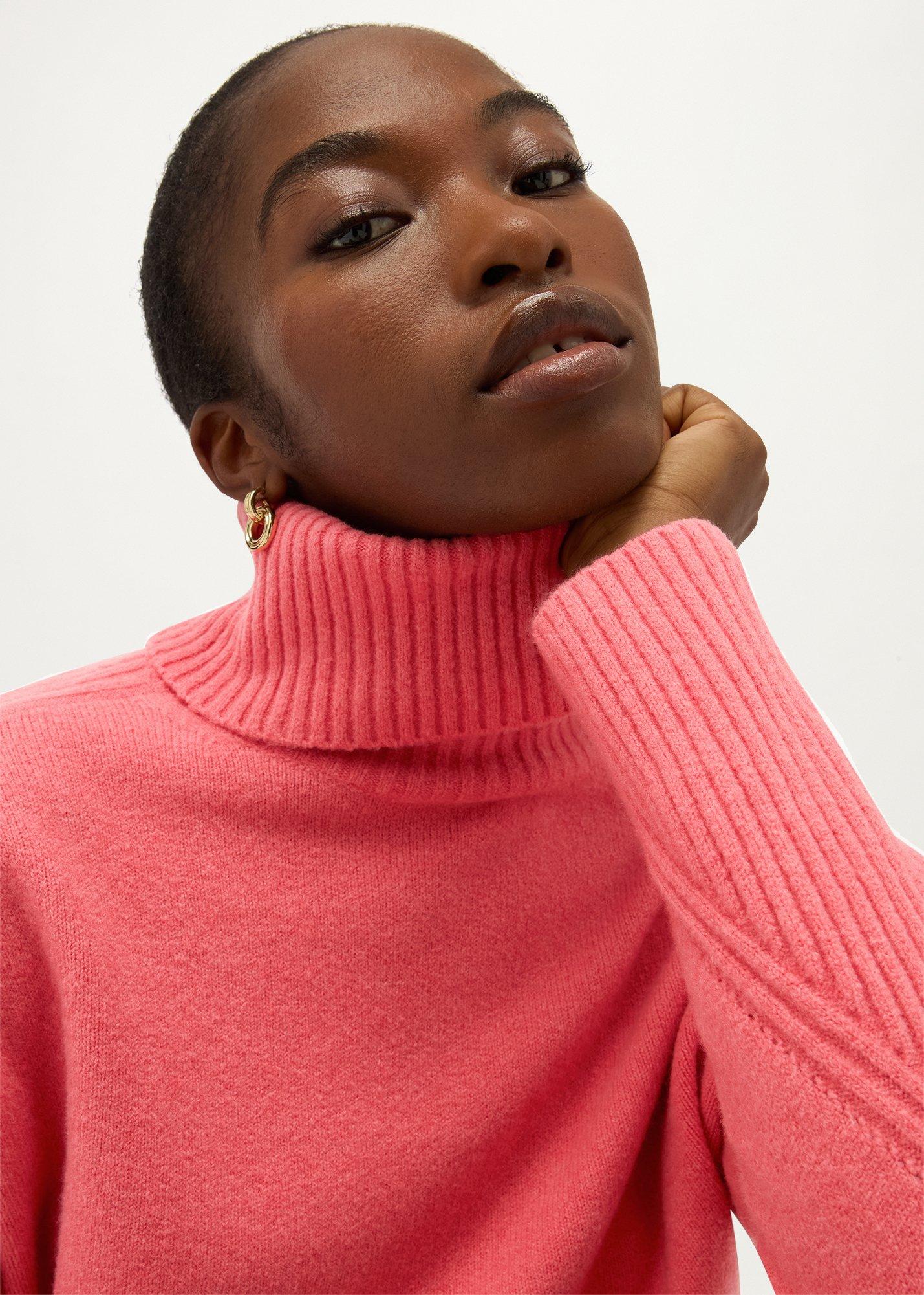 Amber Rollneck Jumper, Rouge Pink, hi-res