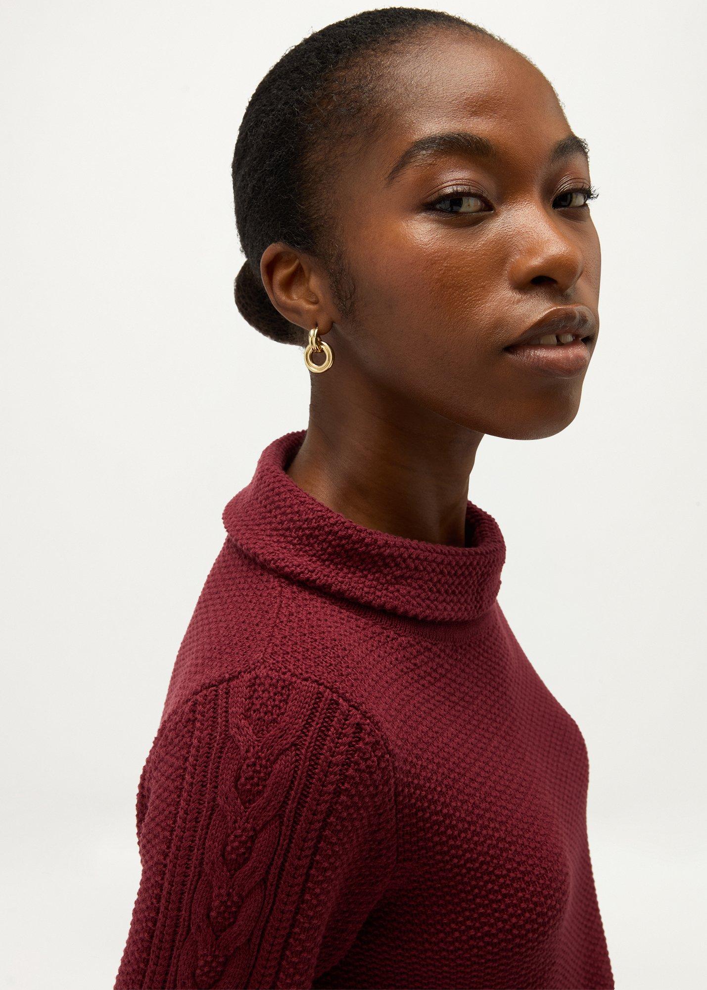 Camilla Cotton Jumper, Mulberry Red, hi-res