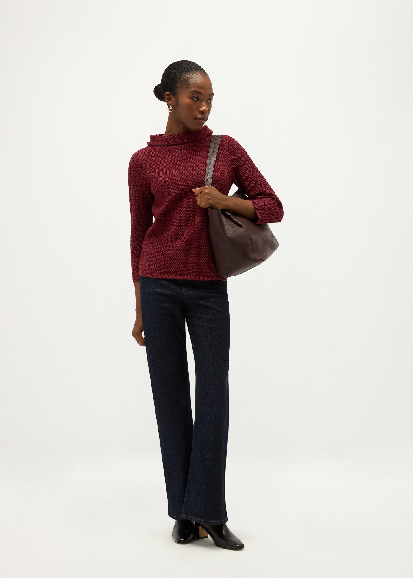 Camilla Cotton Jumper, Mulberry Red, hi-res