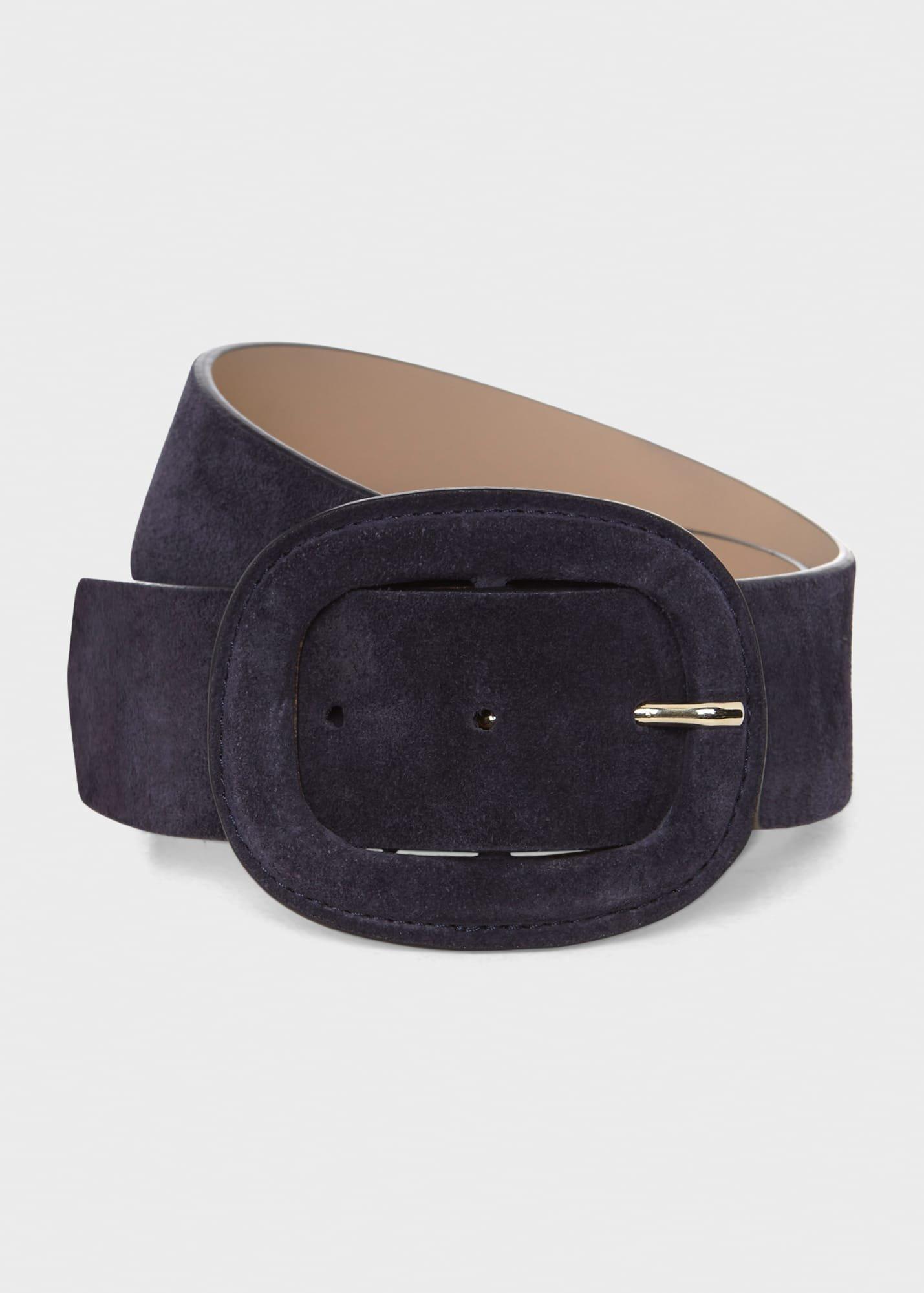 Abbie Suede Belt, Navy, hi-res