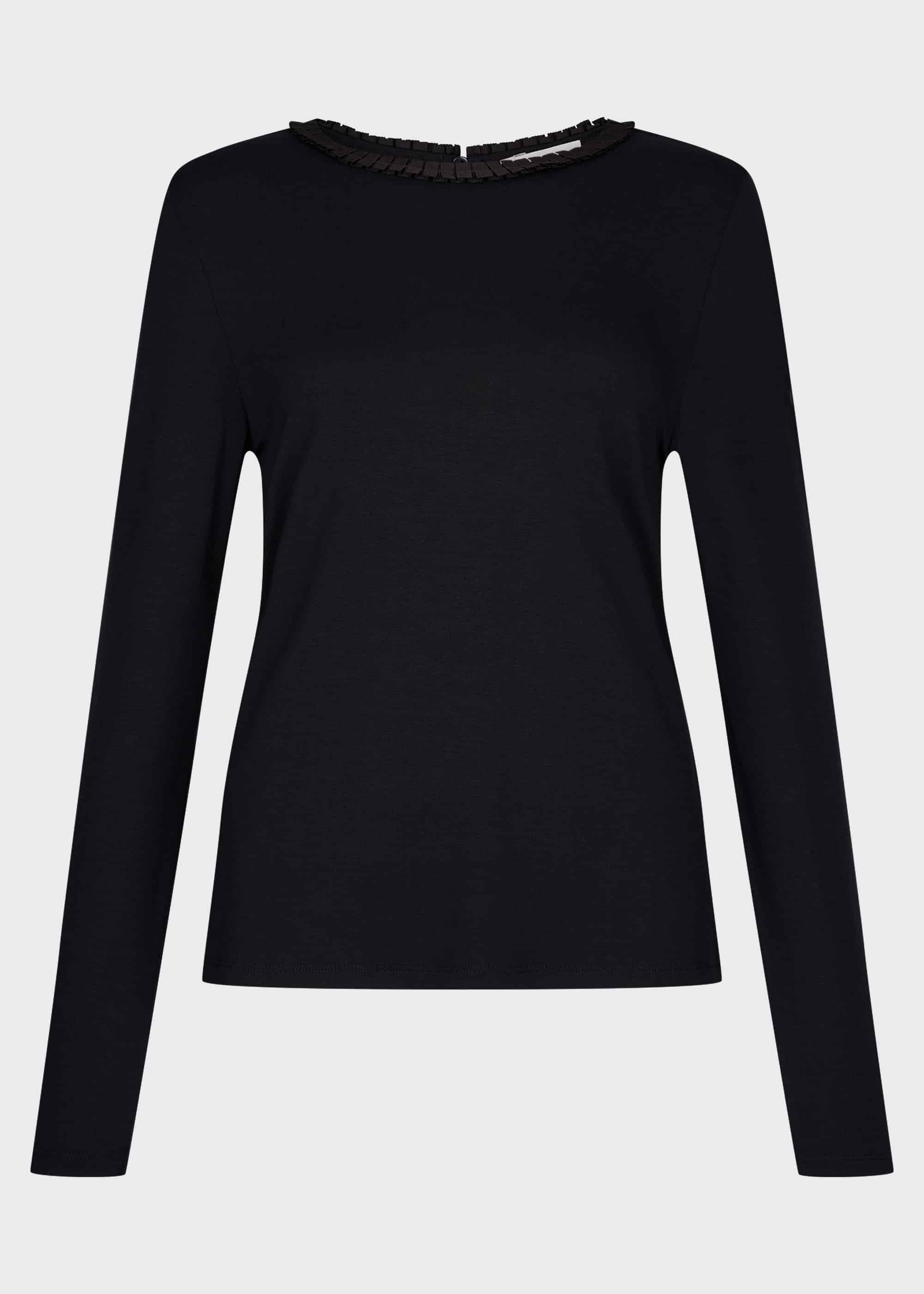 Kirby Pleat Neck Top, Navy, hi-res