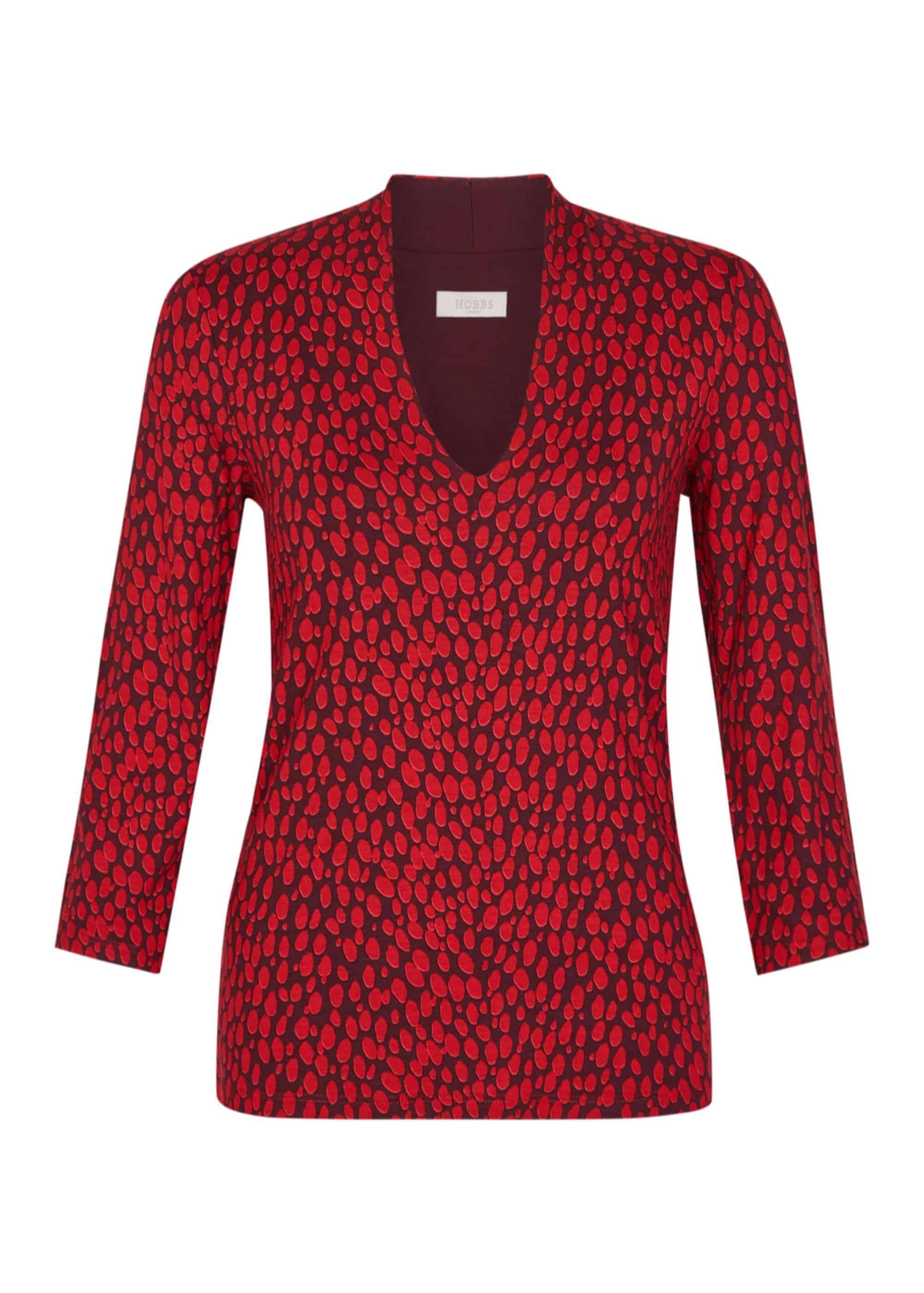 Aimee Printed Top, Pink Burgundy, hi-res