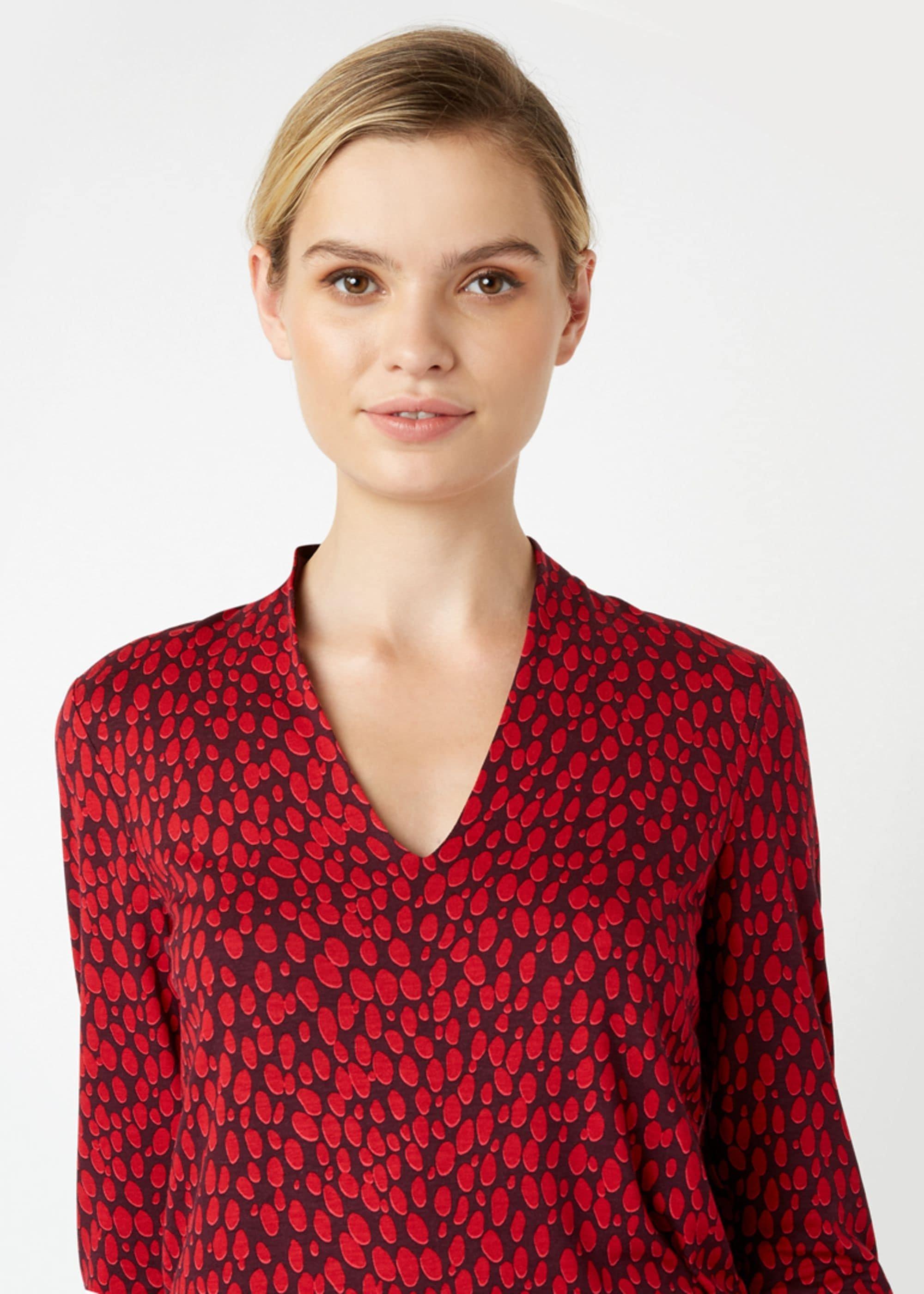 Aimee Printed Top, Pink Burgundy, hi-res