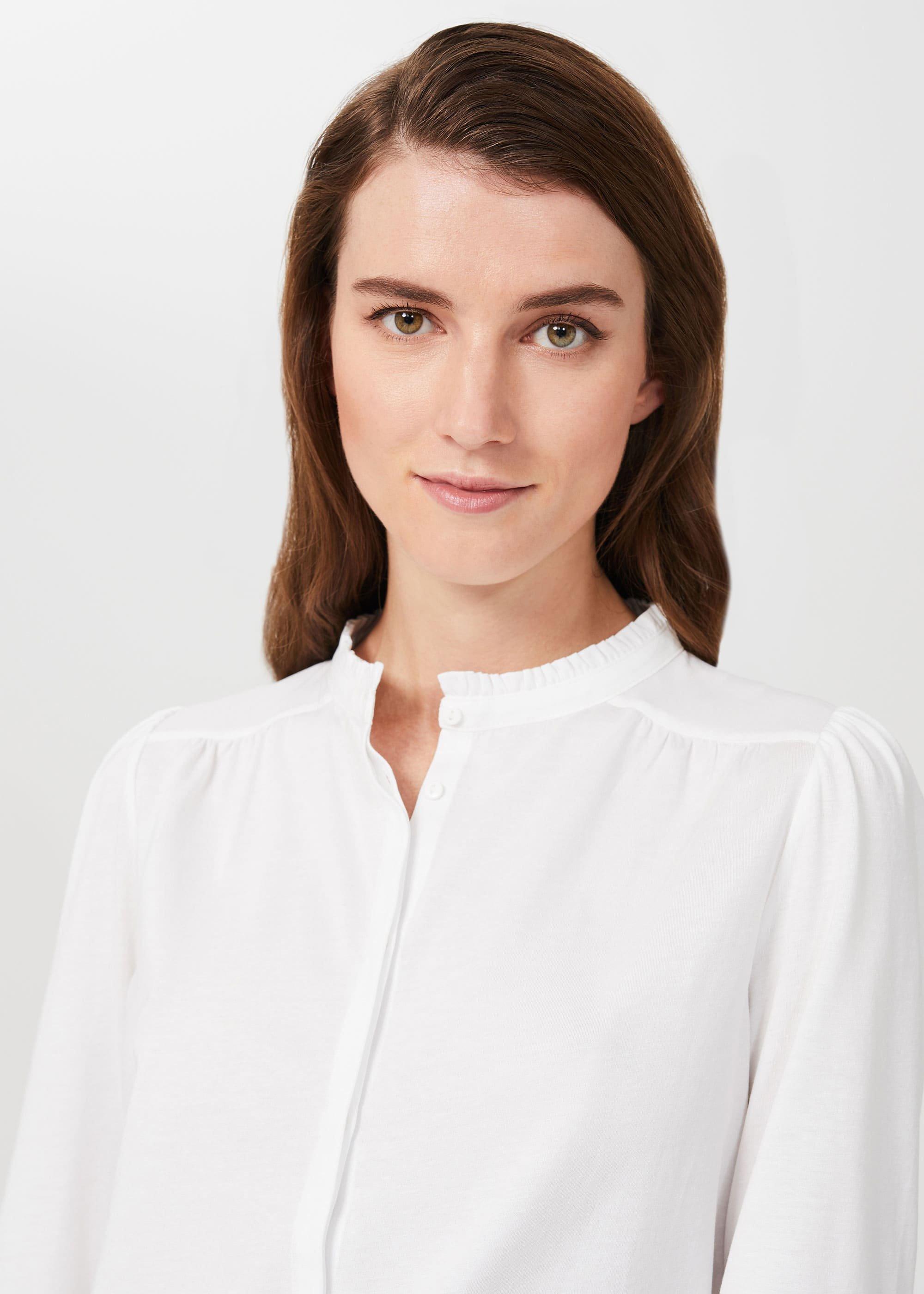 Bree Cotton Blend Shirt, Ivory, hi-res