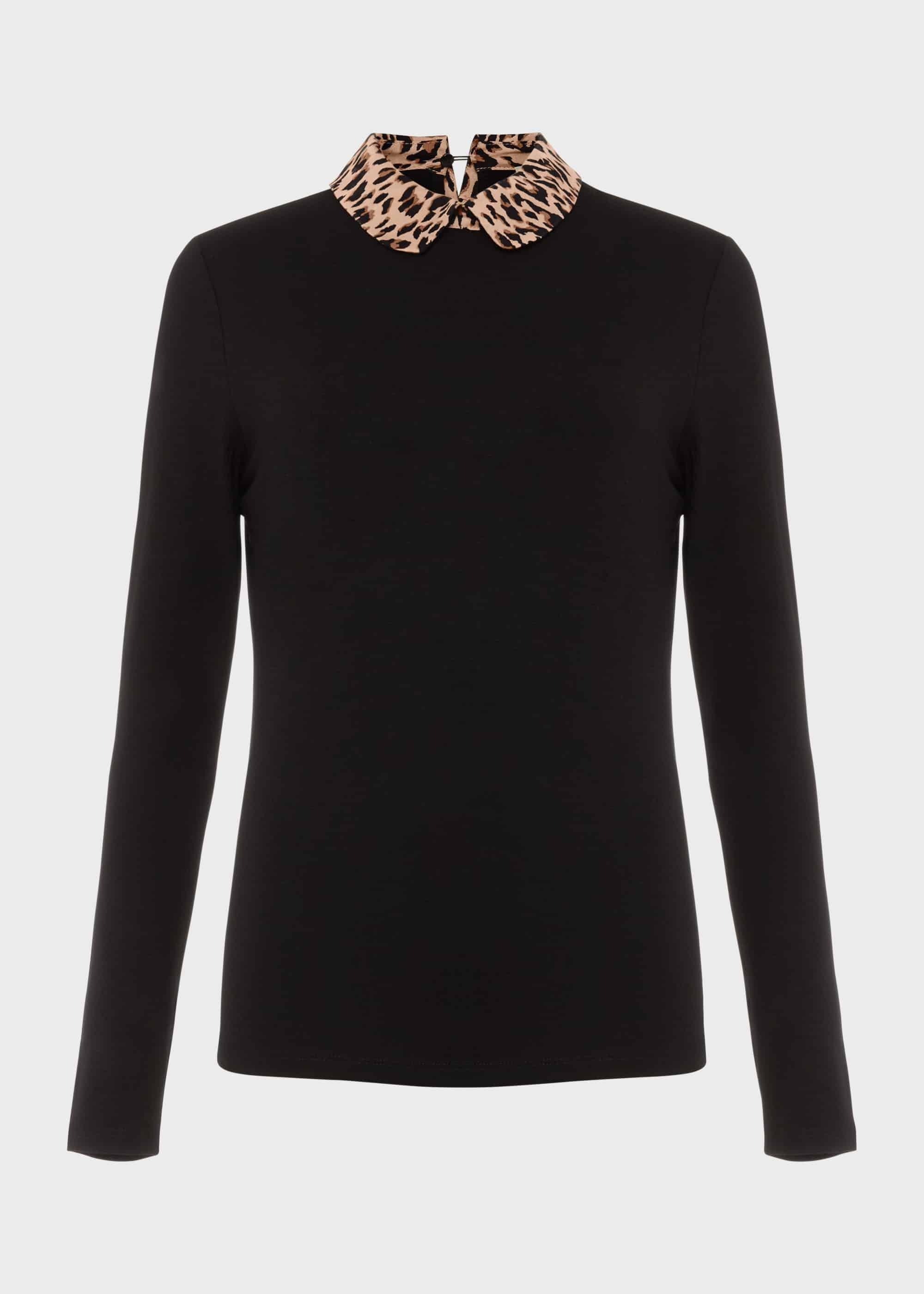 Sasha Animal Collar Top, Black, hi-res