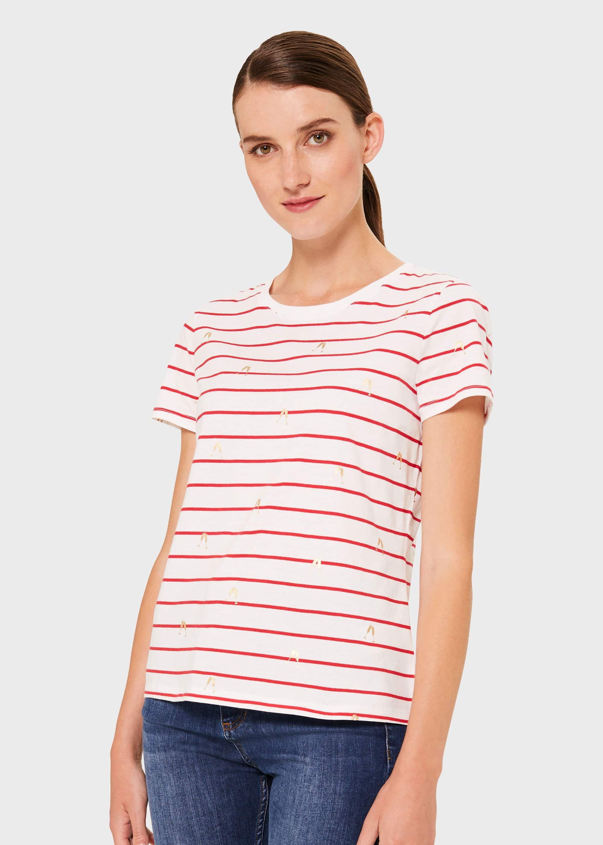 Pixie Cotton Printed T-Shirt, Raspberry Ivory, hi-res