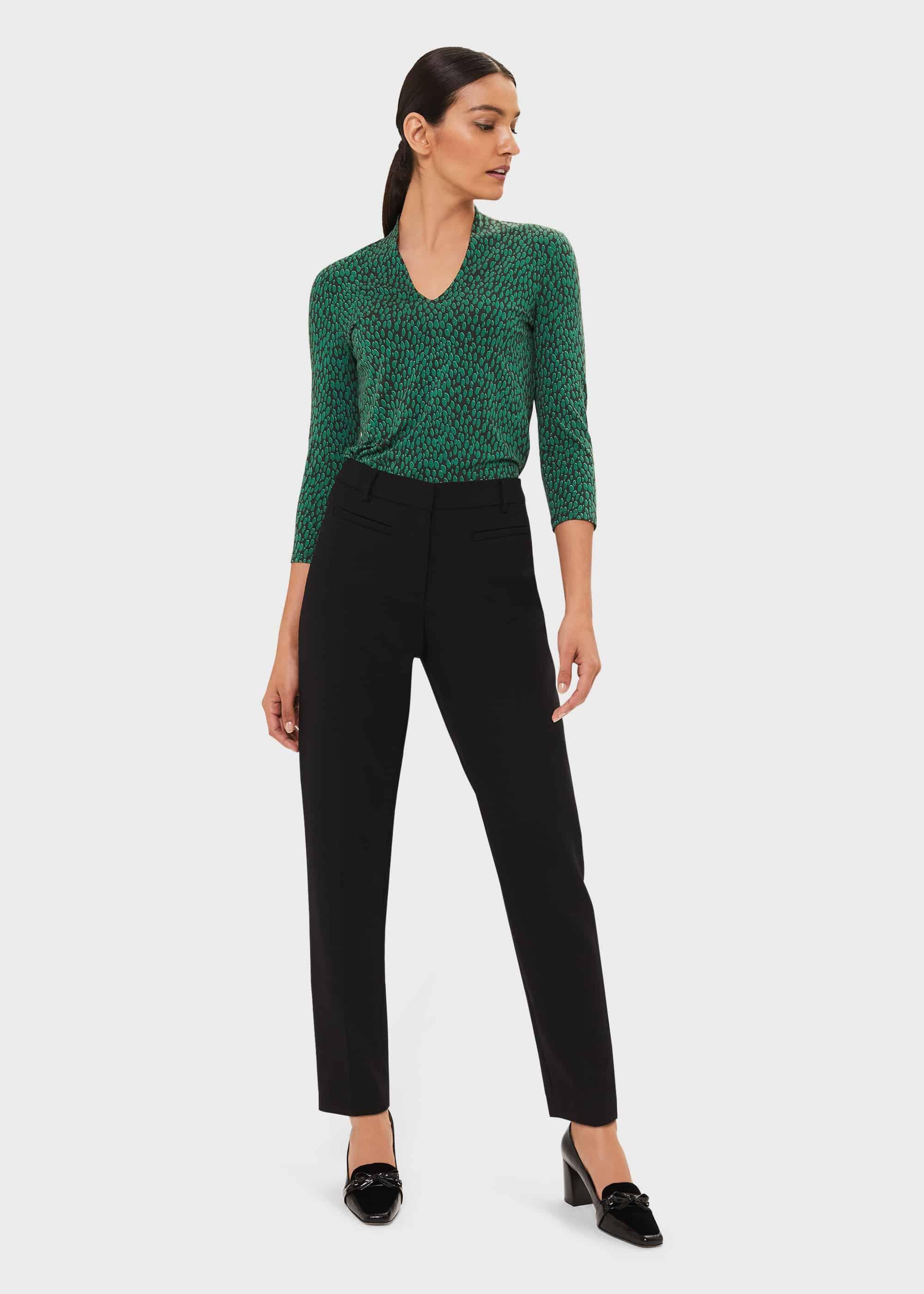 Aimee Printed Top, Green Blk, hi-res