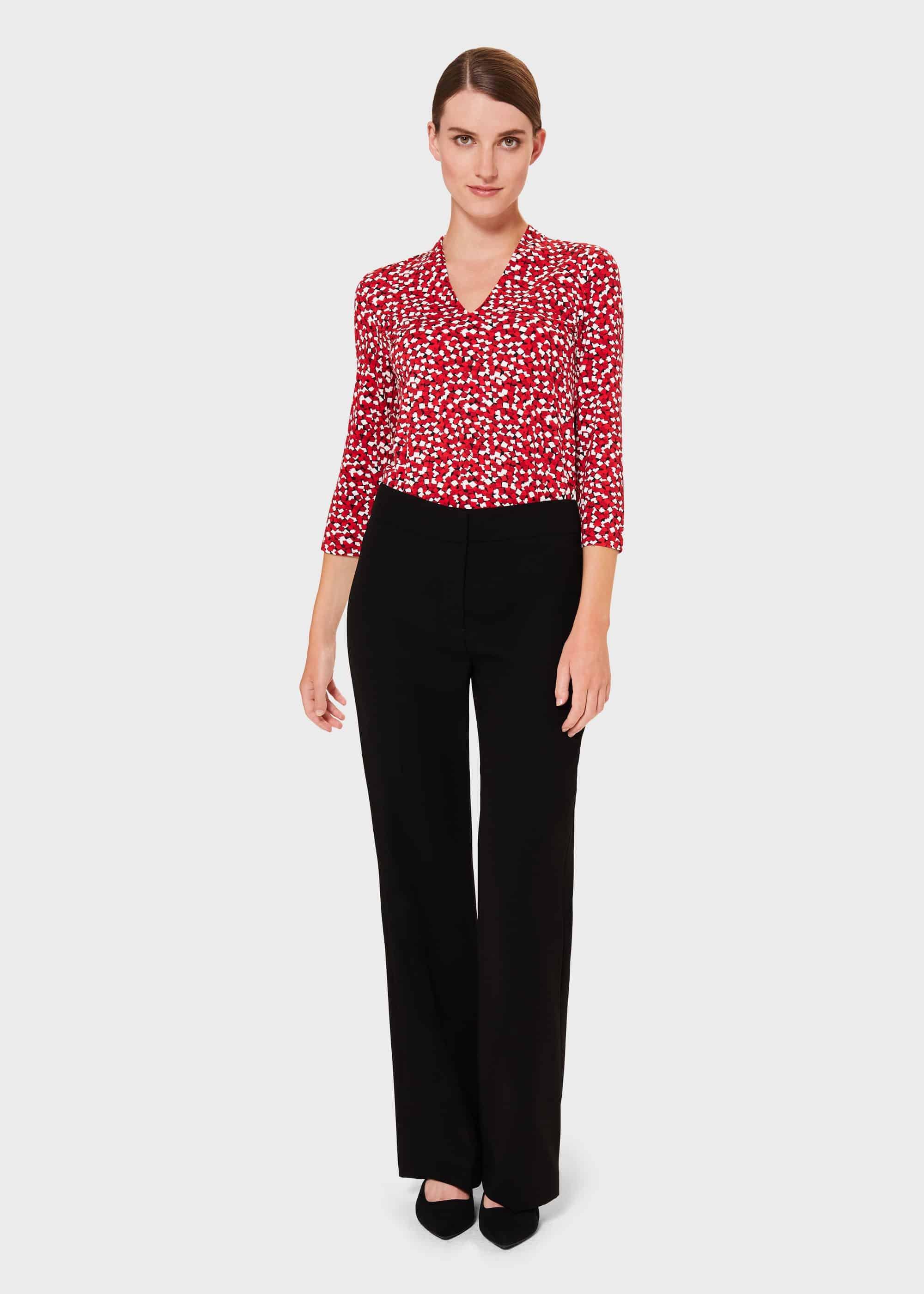 Aimee Printed Top, Red Ivory, hi-res