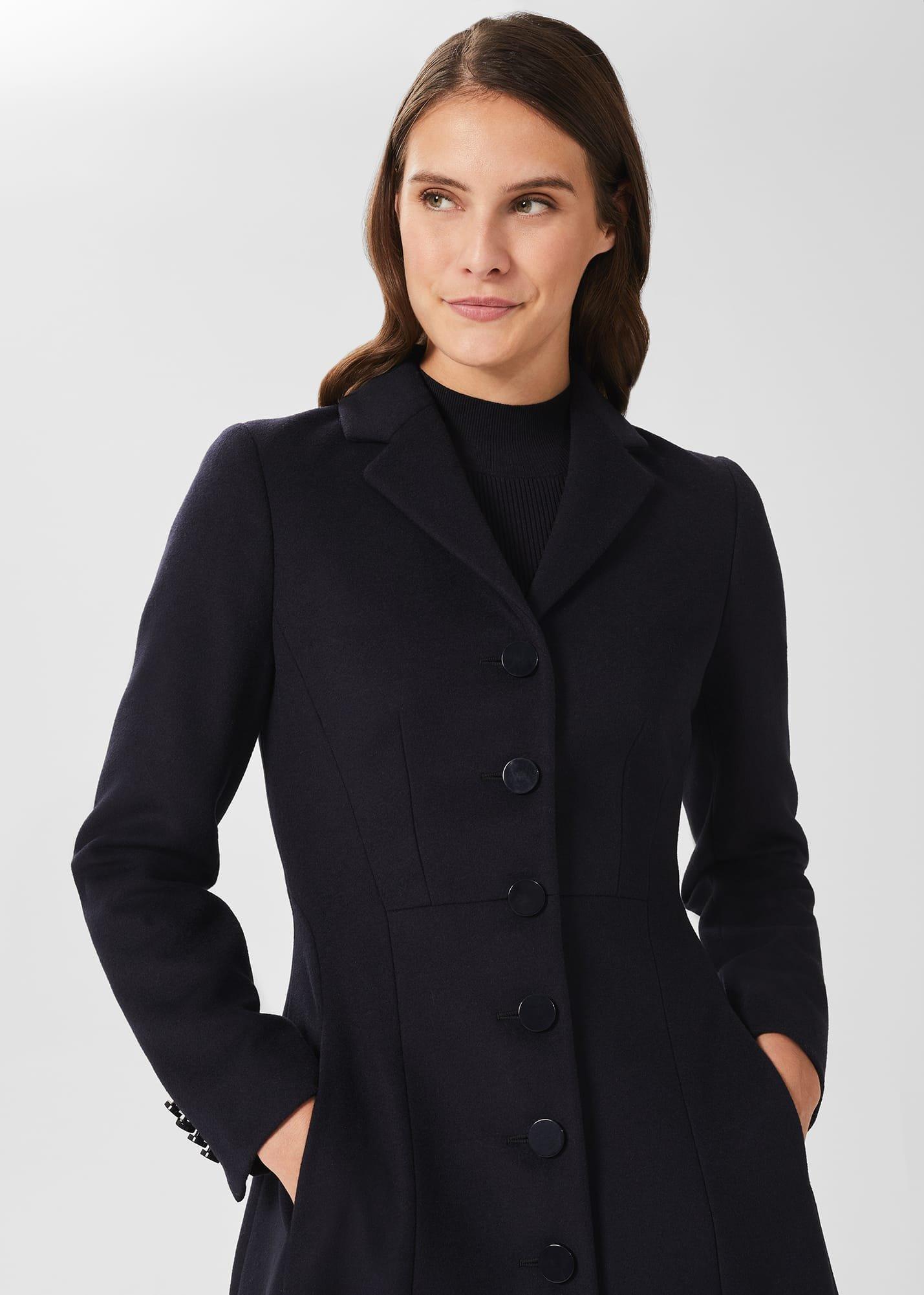 Milly Wool Blend Coat, Navy, hi-res