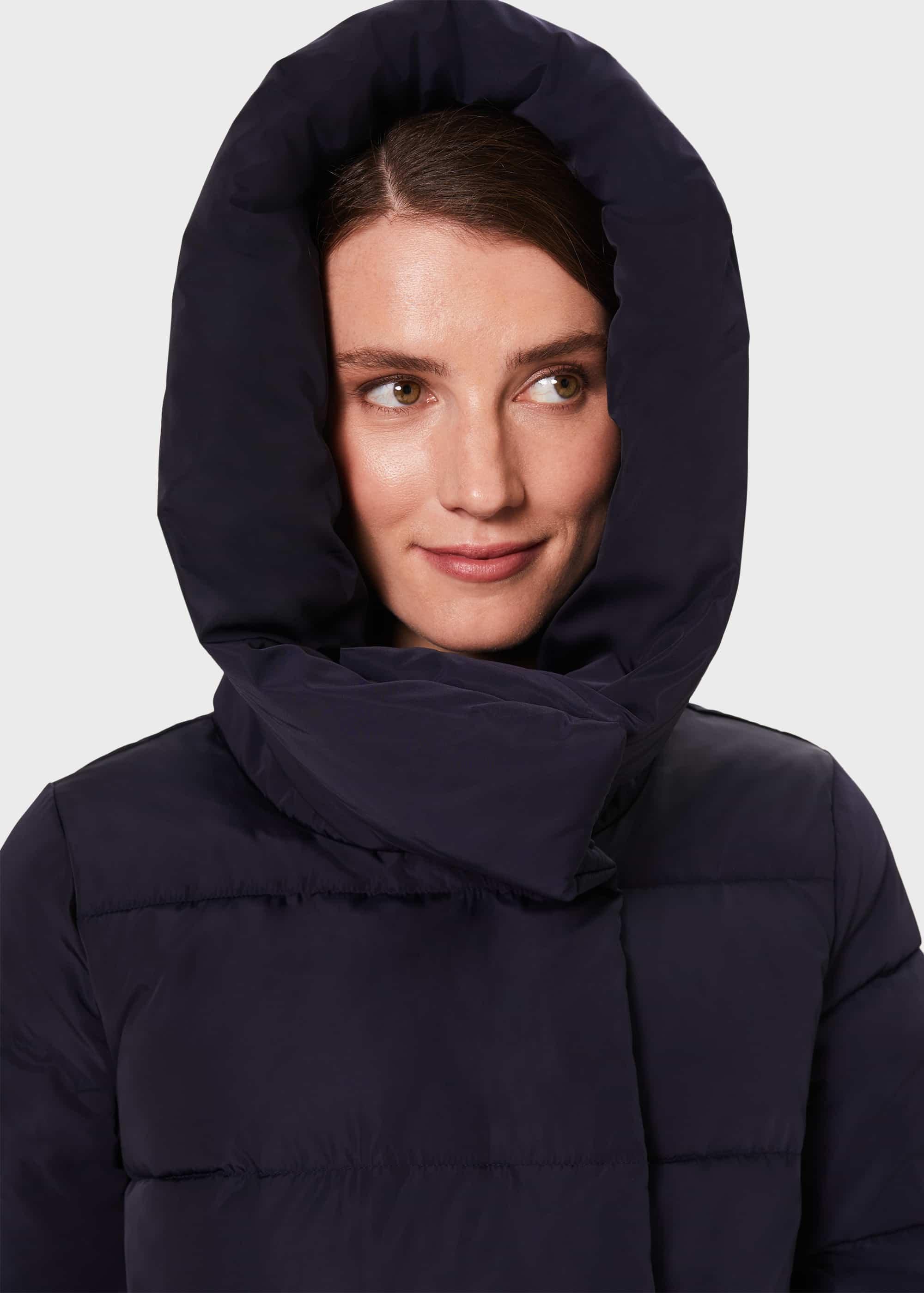 Heather Puffer Jacket With Hood, Navy, hi-res