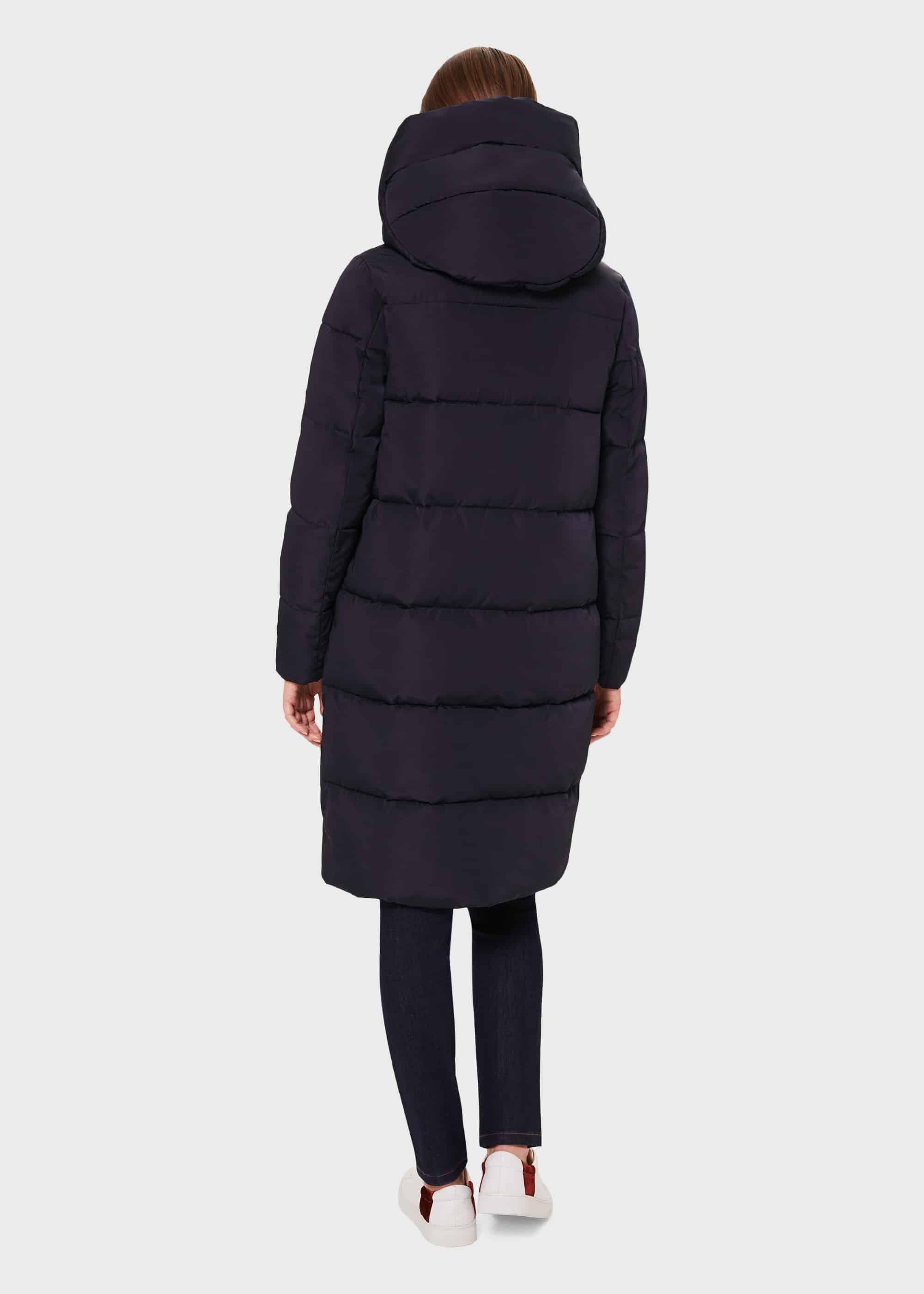 Heather Puffer Jacket With Hood, Navy, hi-res