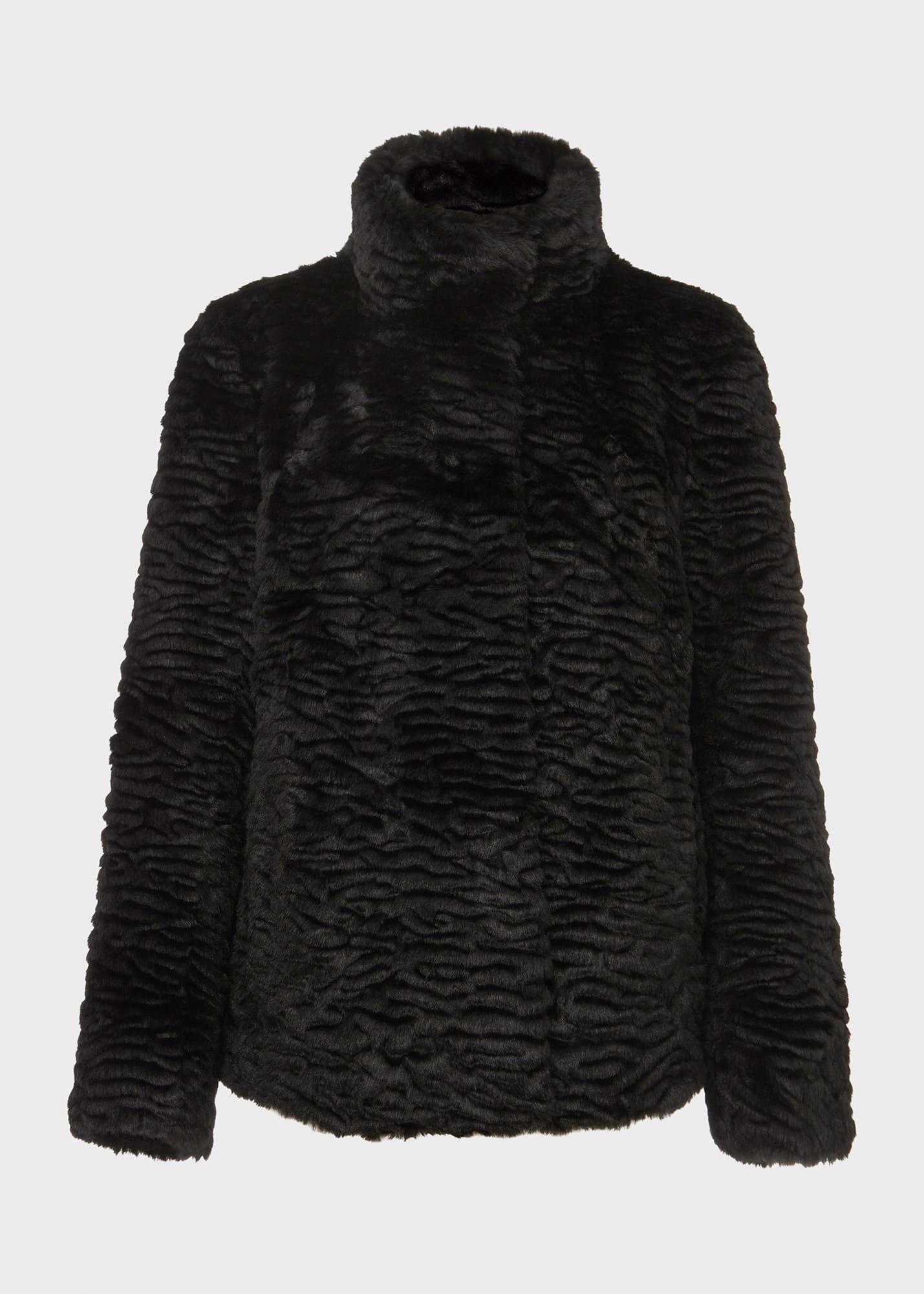 Lia Faux Fur Coat, Black, hi-res