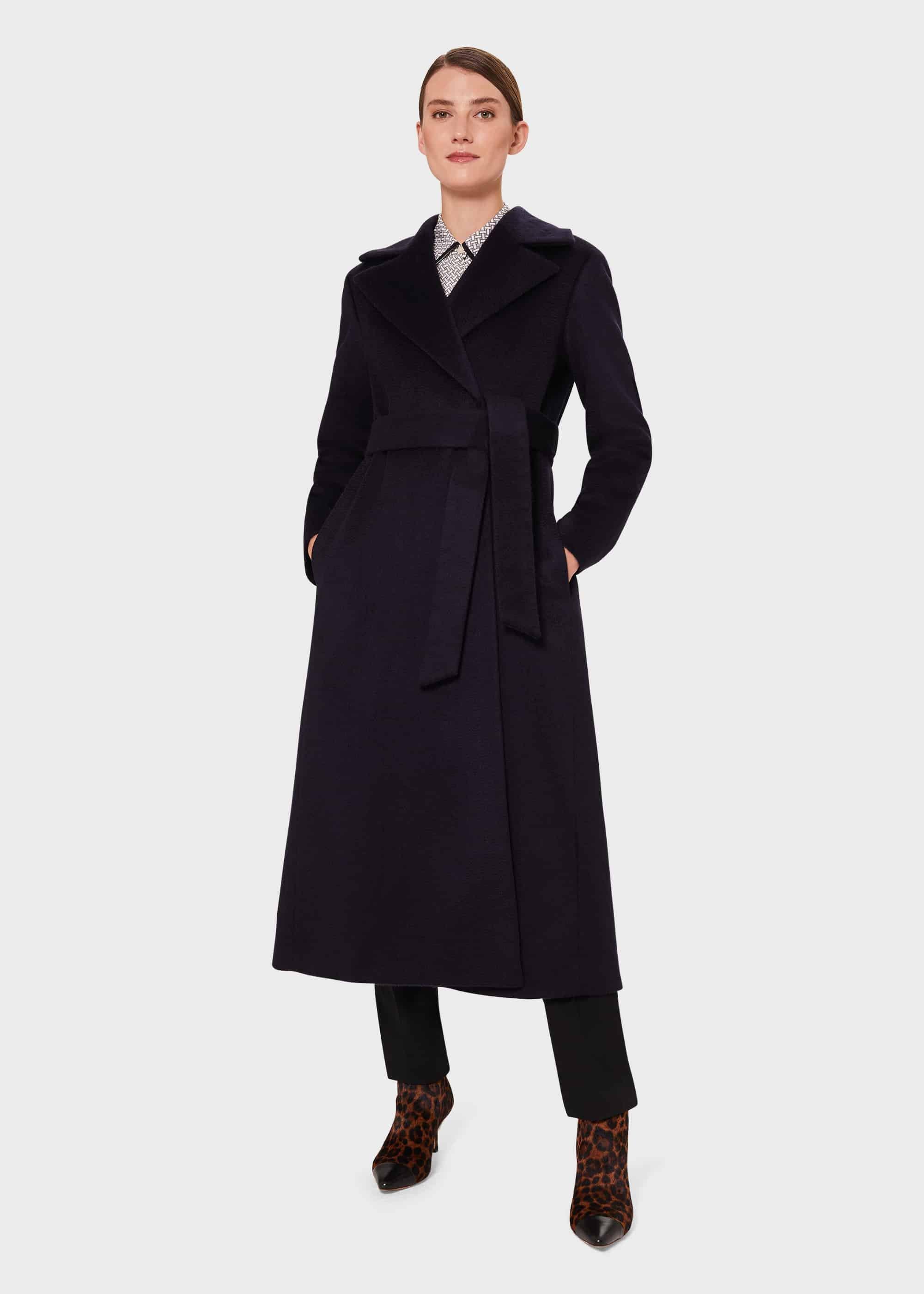 Rene Wrap Coat , Navy, hi-res