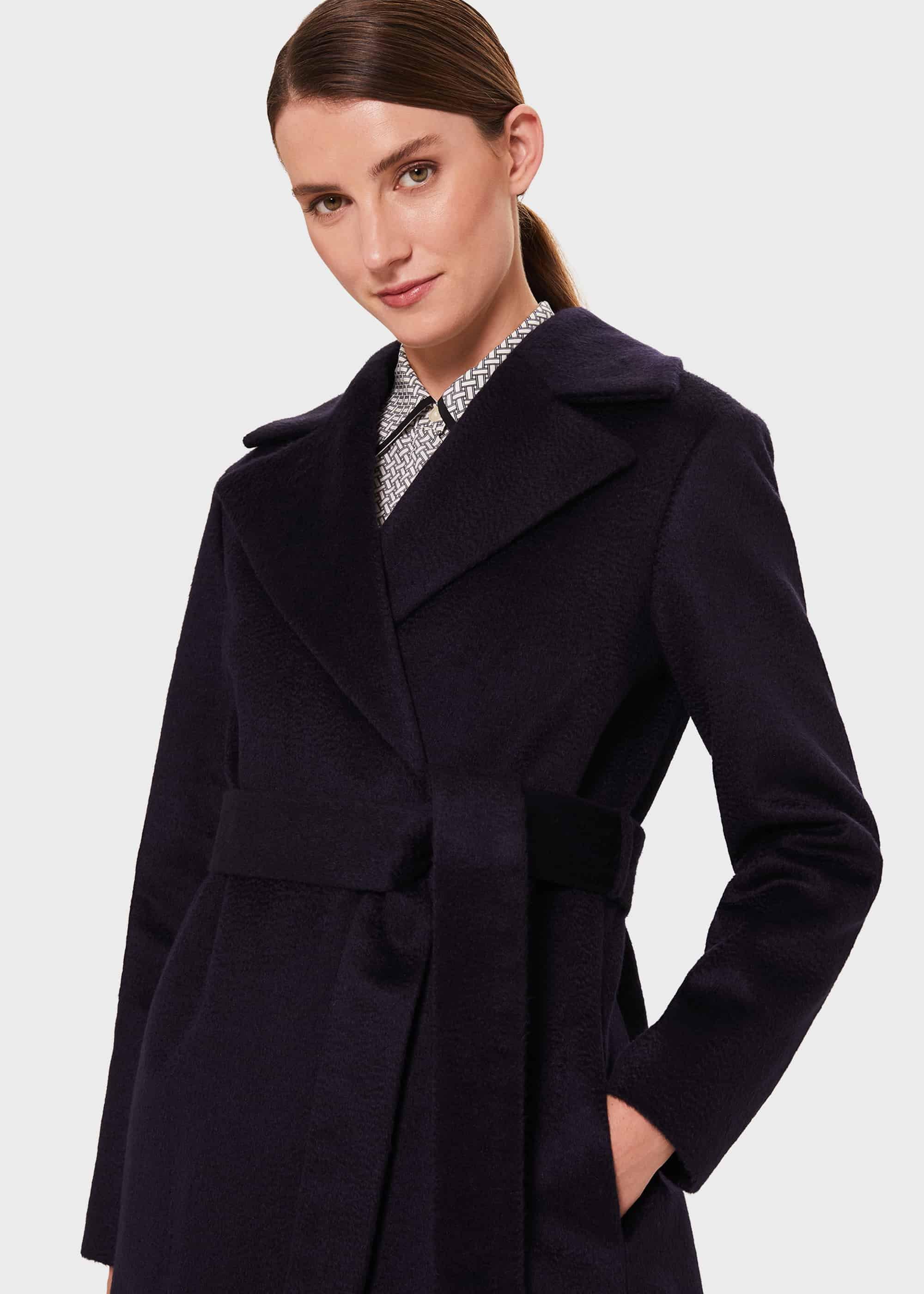 Rene Wrap Coat , Navy, hi-res