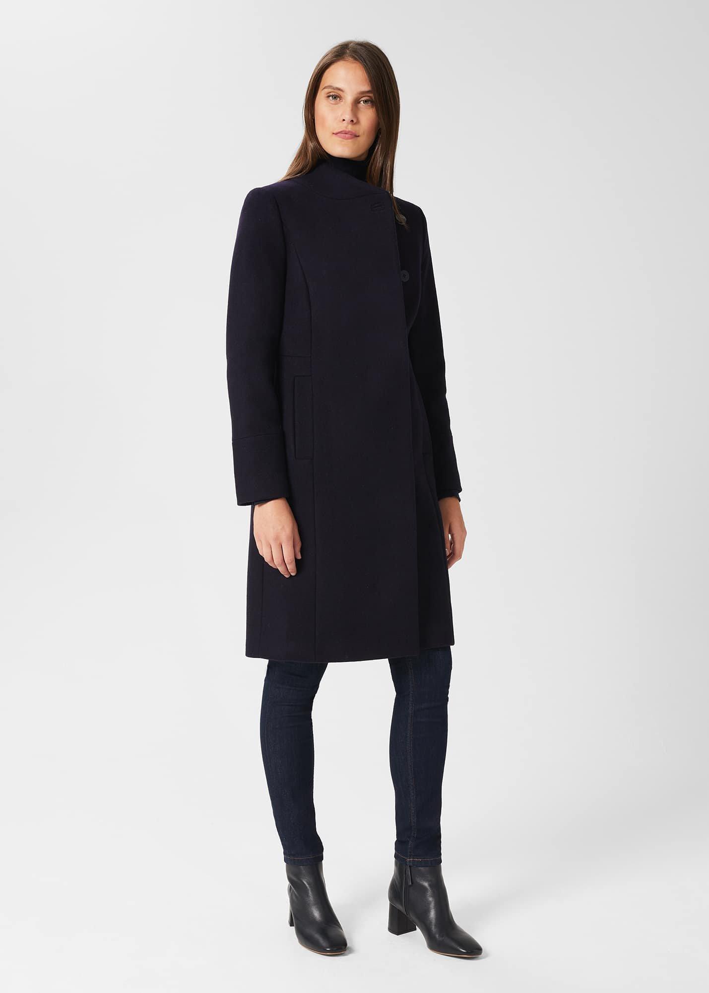 Maisie Wool Blend Coat, Navy, hi-res