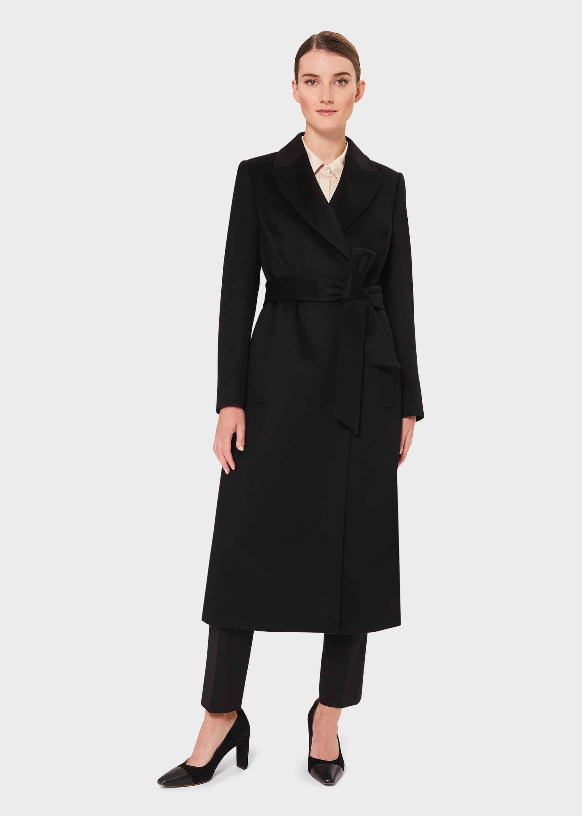 Petite Olivia Wool Wrap Coat, Black, hi-res