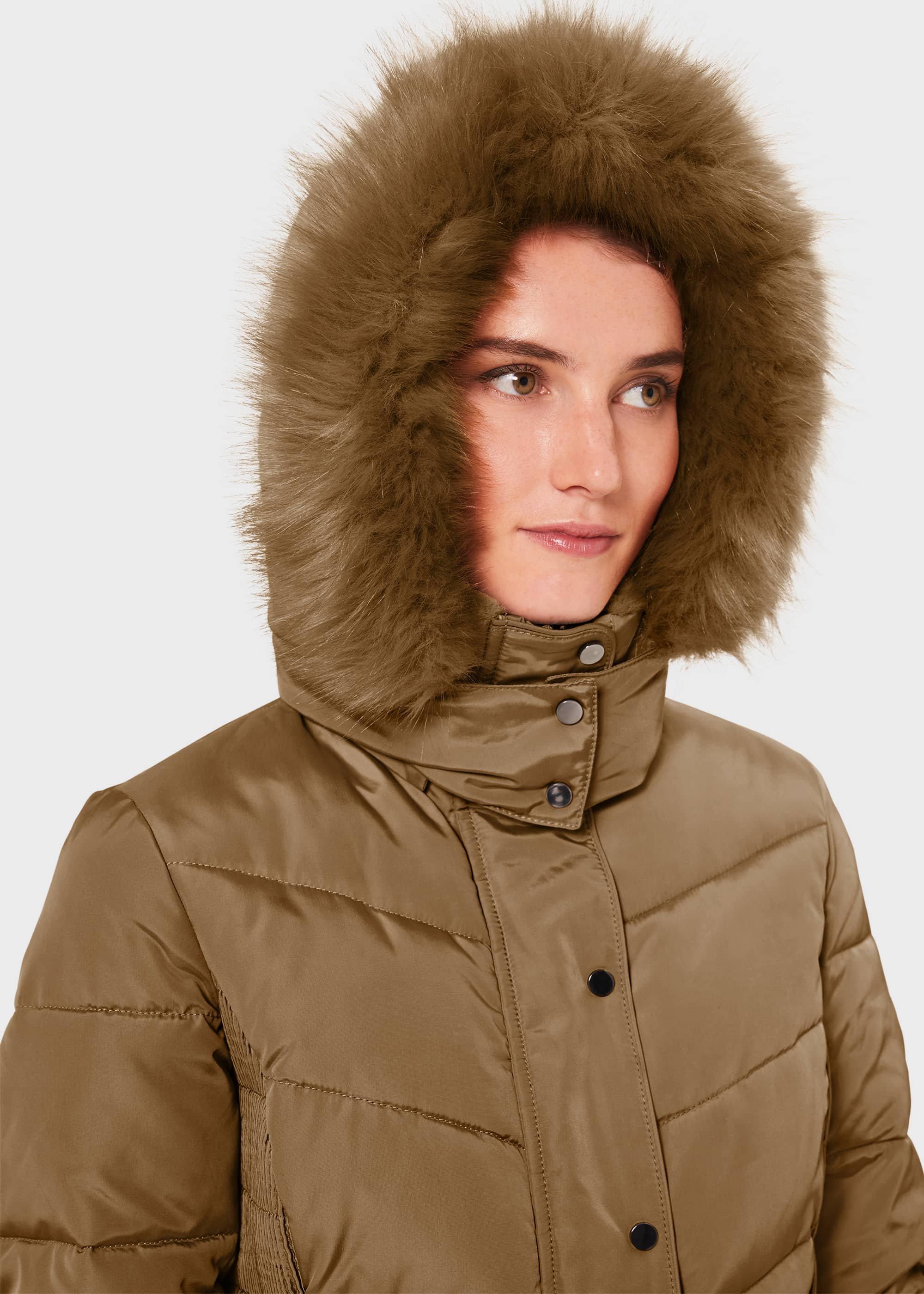 Petite Lilian Puffer Jacket With Hood, Camel, hi-res