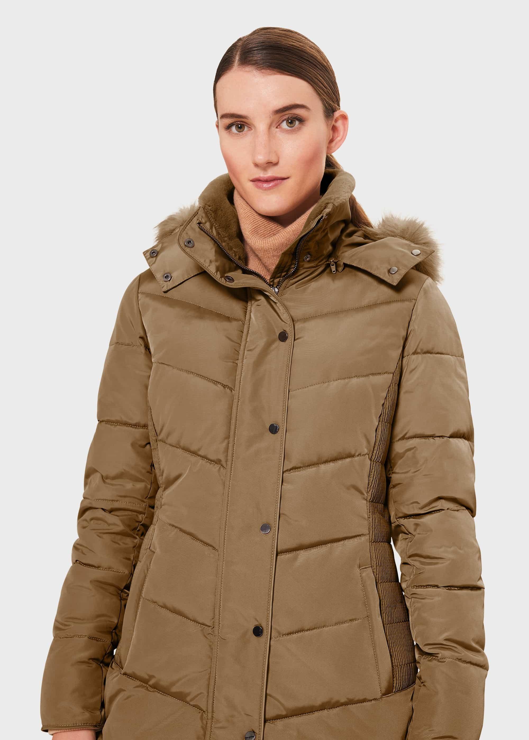 Petite Lilian Puffer Jacket With Hood, Camel, hi-res
