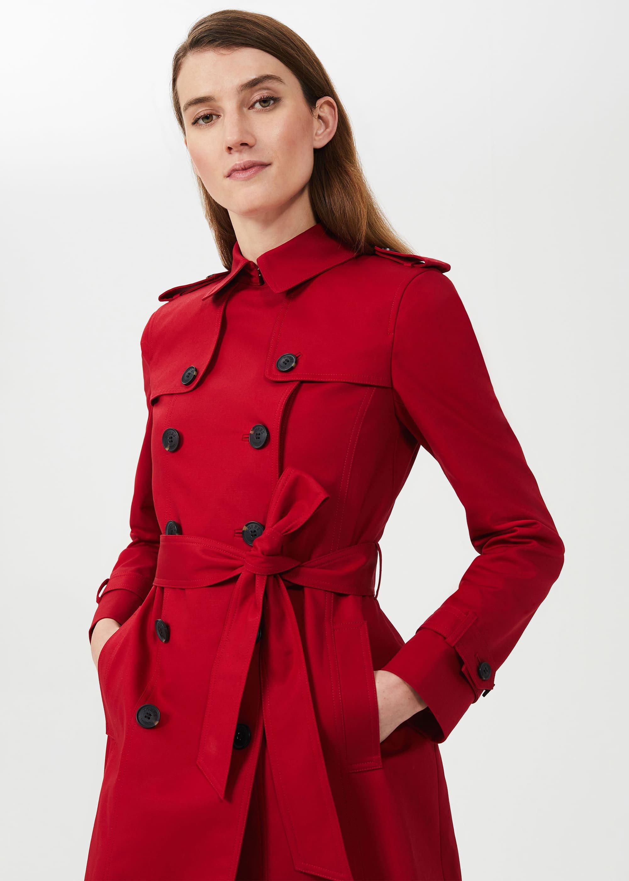 Saskia Water Resistant Trench Coat, Red, hi-res