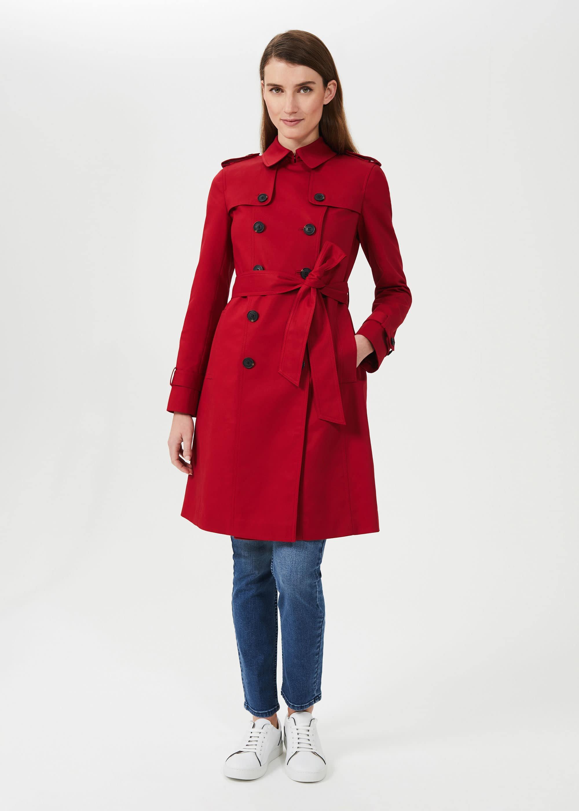 Saskia Water Resistant Trench Coat, Red, hi-res