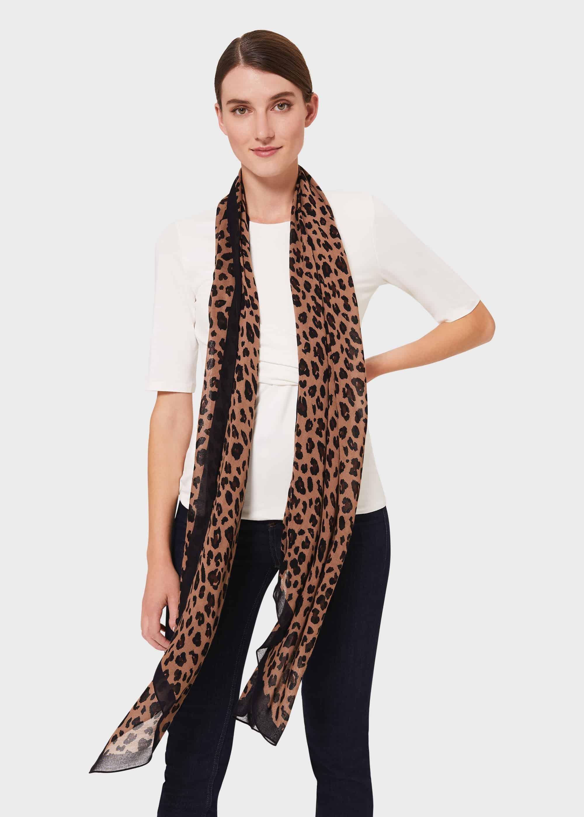 Amari Leopard Scarf, Animal Navy, hi-res
