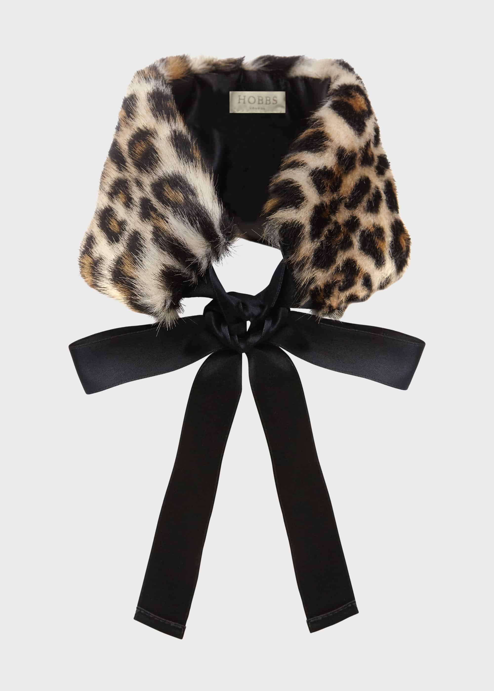 Wren Faux Fur Collar, Leopard, hi-res