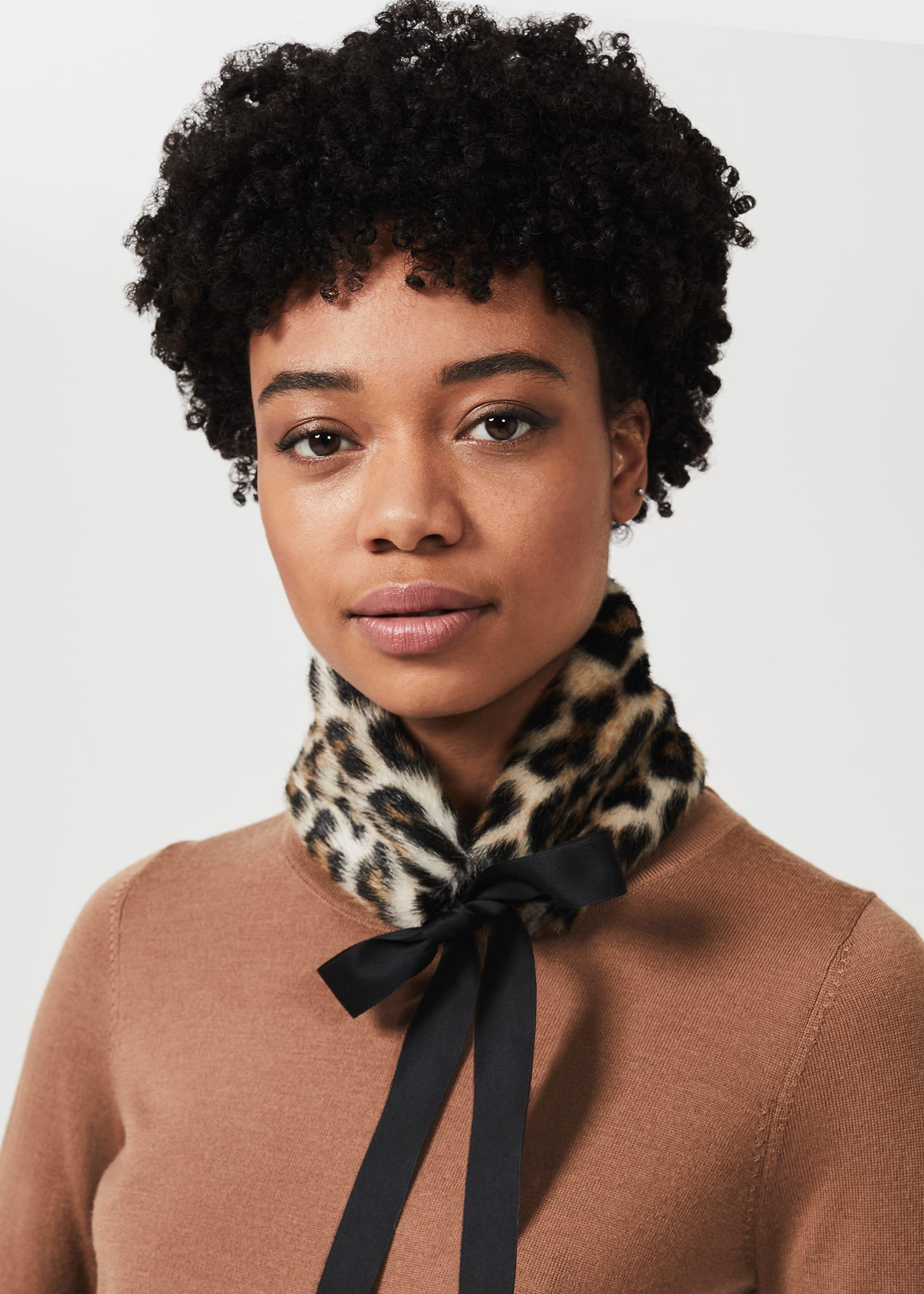 Wren Faux Fur Collar, Leopard, hi-res