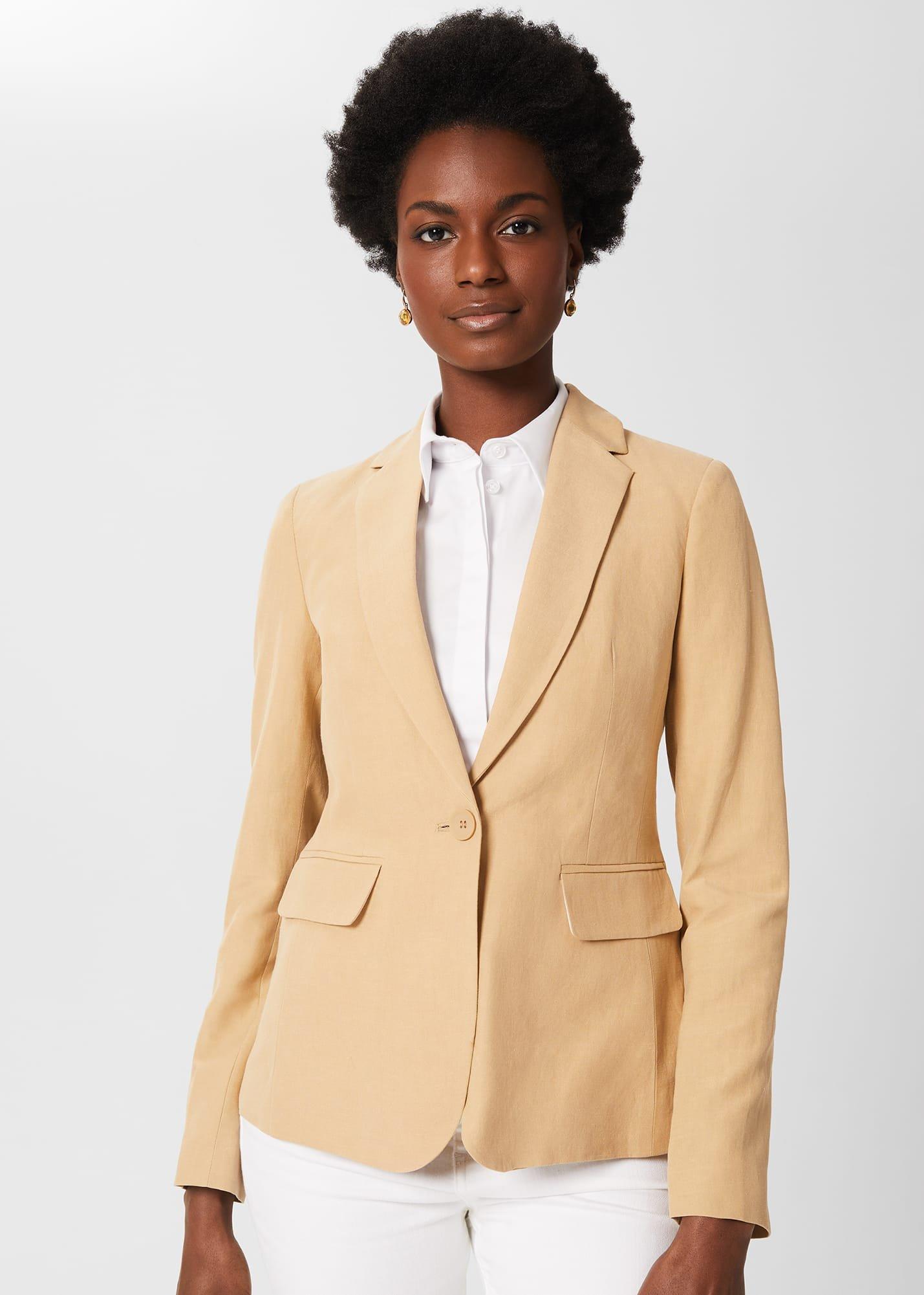 Trent Silk Linen Jacket, Neutral, hi-res