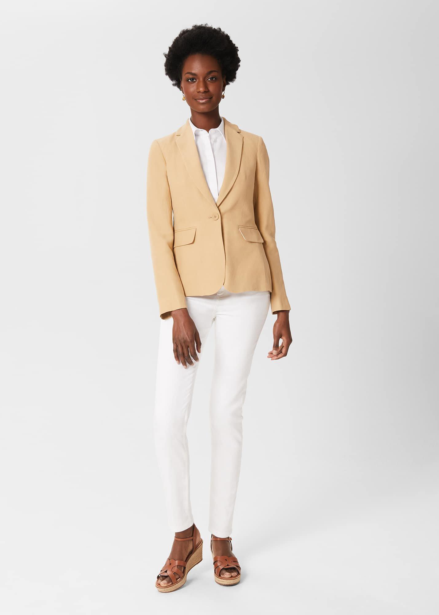Trent Silk Linen Jacket, Neutral, hi-res