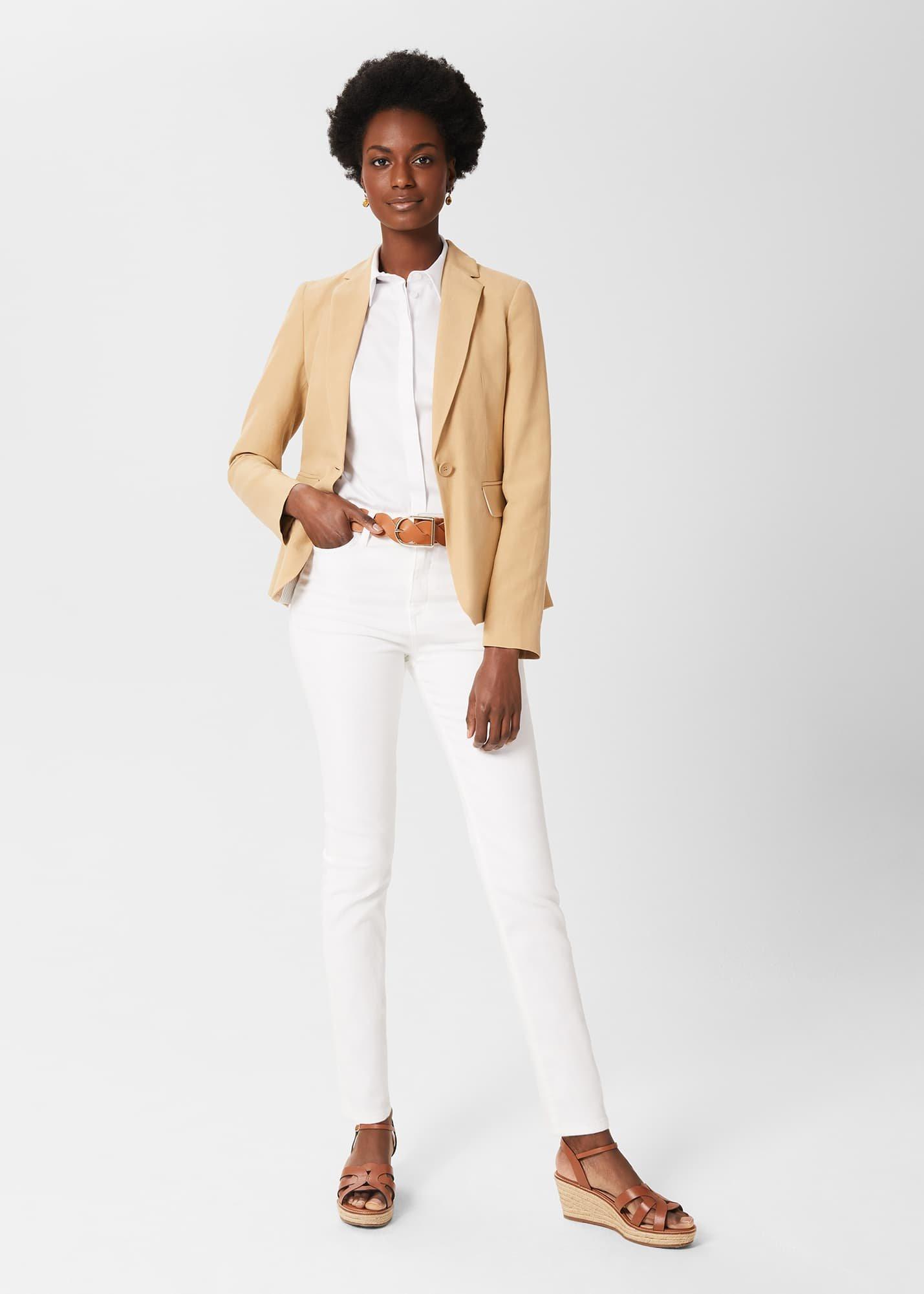 Trent Silk Linen Jacket, Neutral, hi-res