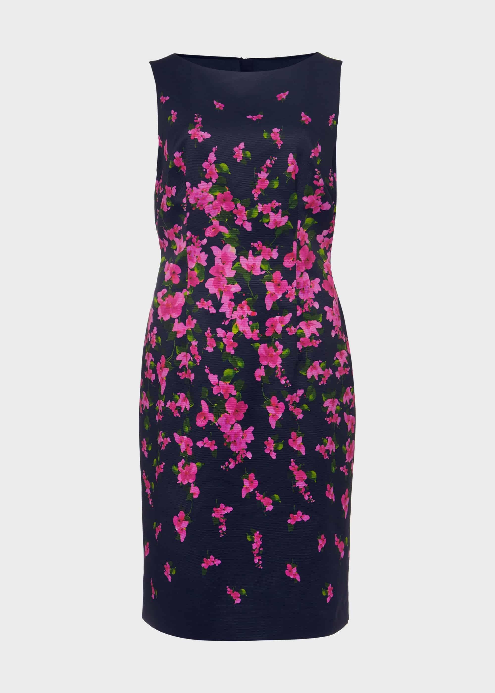 Moira Floral Shift Dress, Navy Fuchsia, hi-res