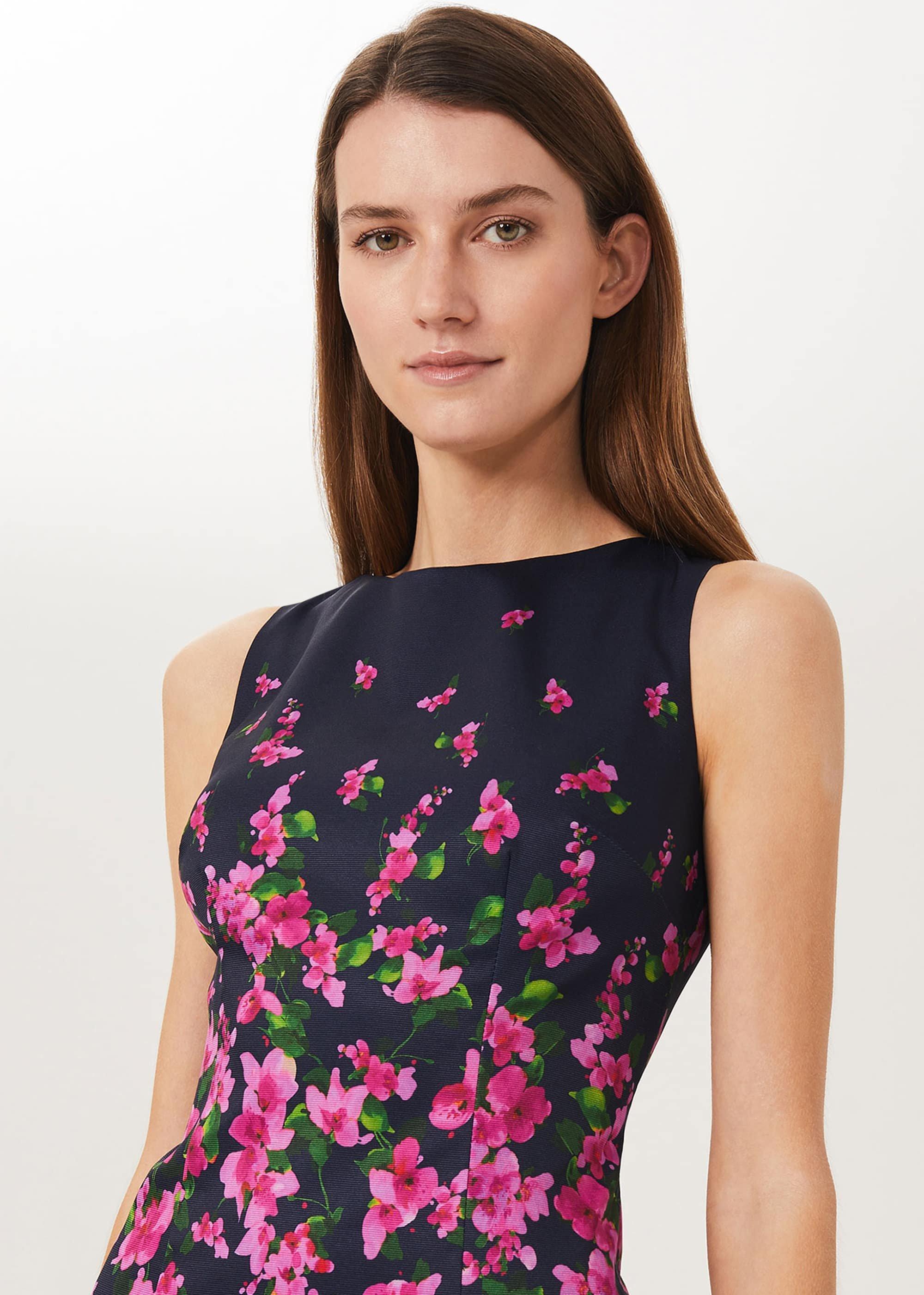 Moira Floral Shift Dress, Navy Fuchsia, hi-res