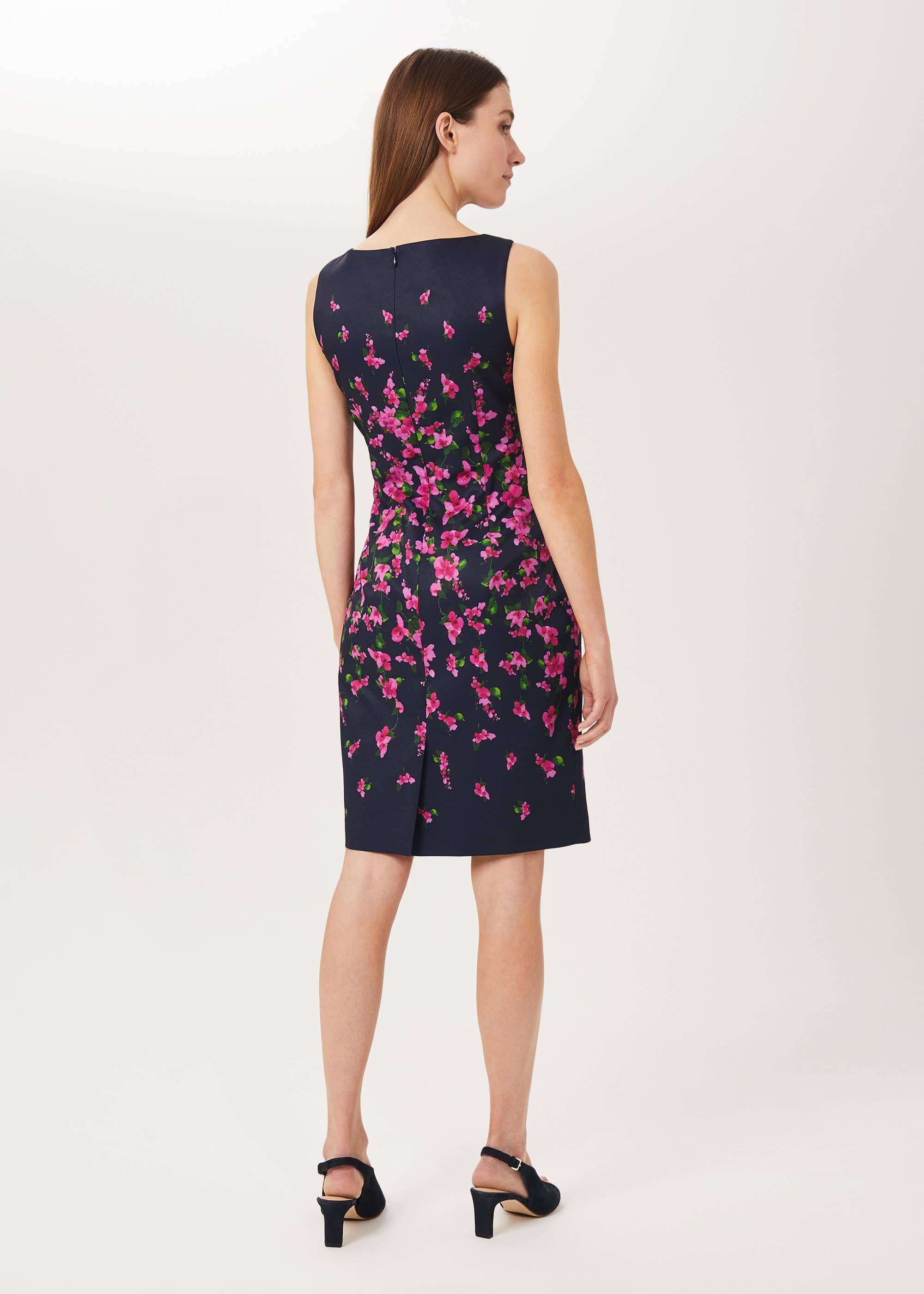 Moira Floral Shift Dress, Navy Fuchsia, hi-res