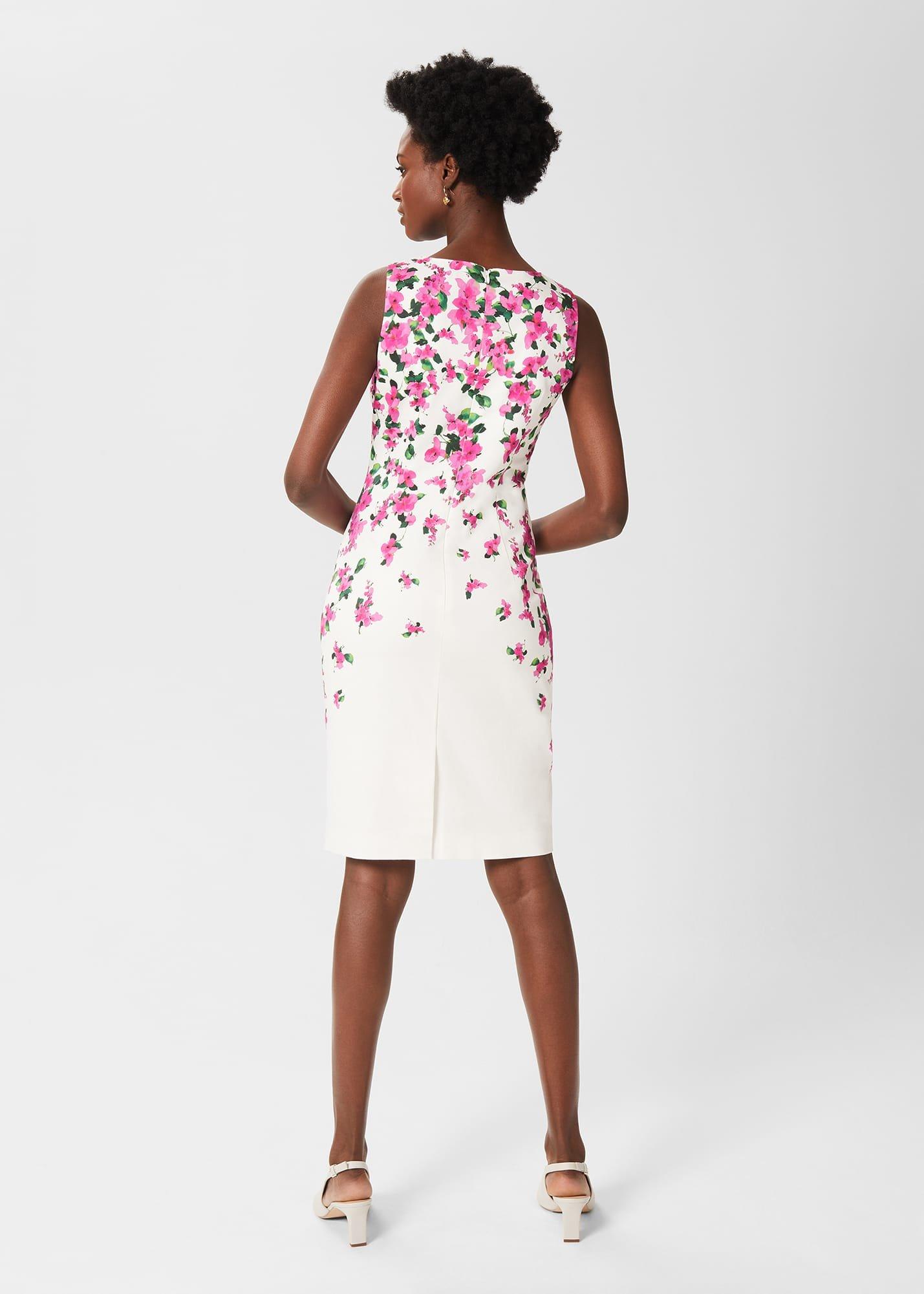 Fiona Cotton Blend Shift Dress, Ivory Fuchsia, hi-res