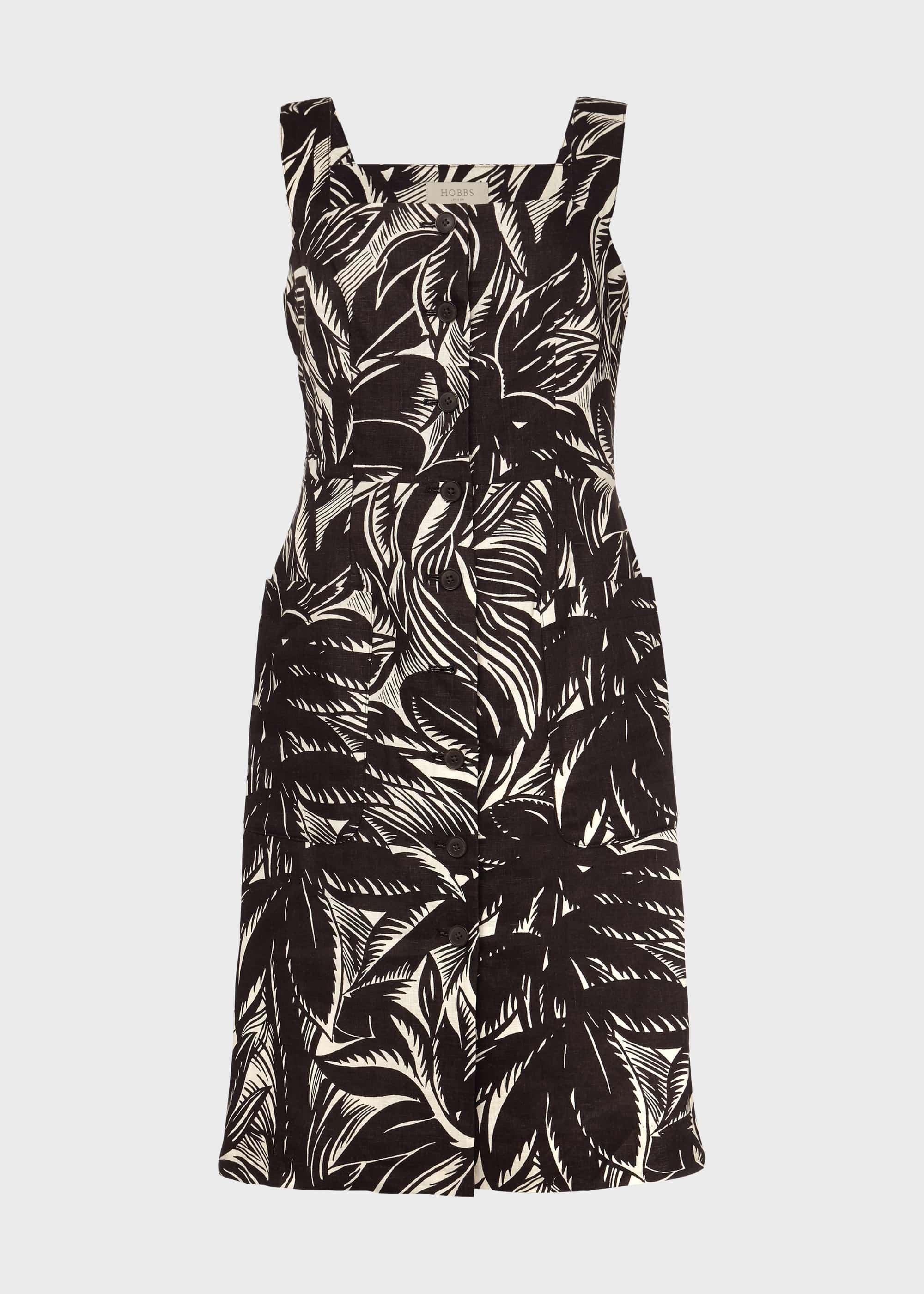 Harley Linen Printed Dress, Bark Ivory, hi-res