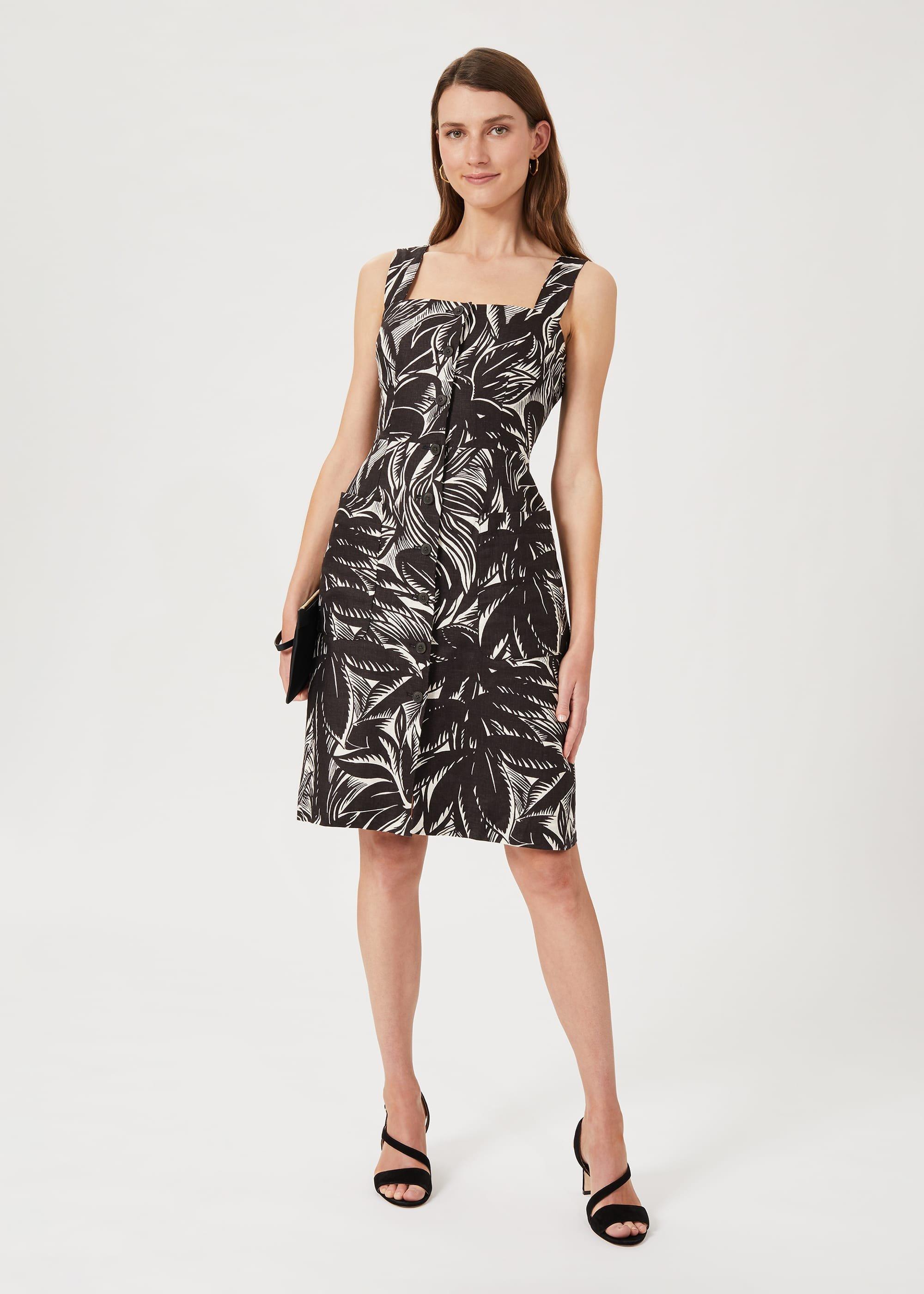 Harley Linen Printed Dress, Bark Ivory, hi-res