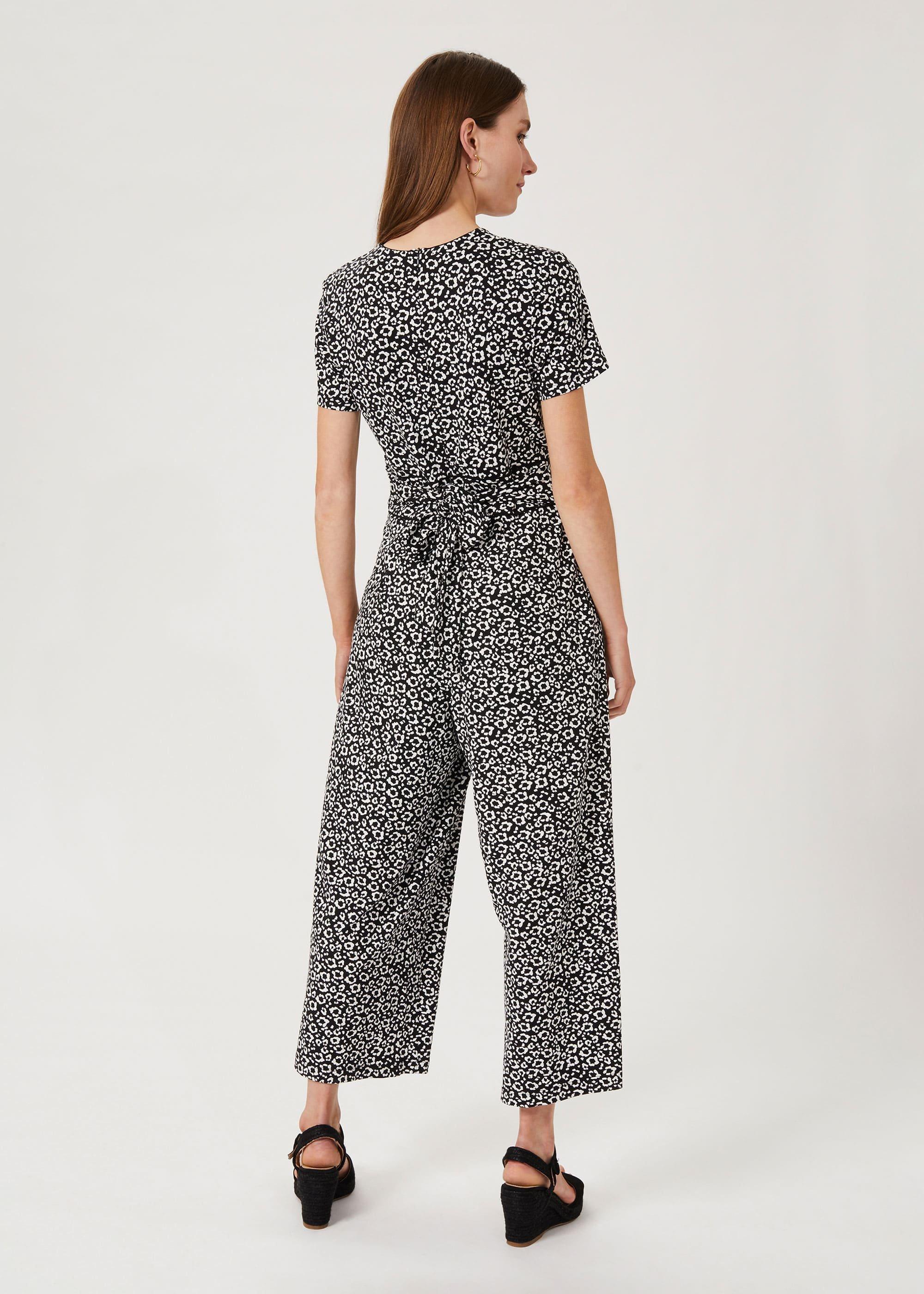 Darcie Jersey Animal Cropped Jumpsuit, Black Ivory, hi-res
