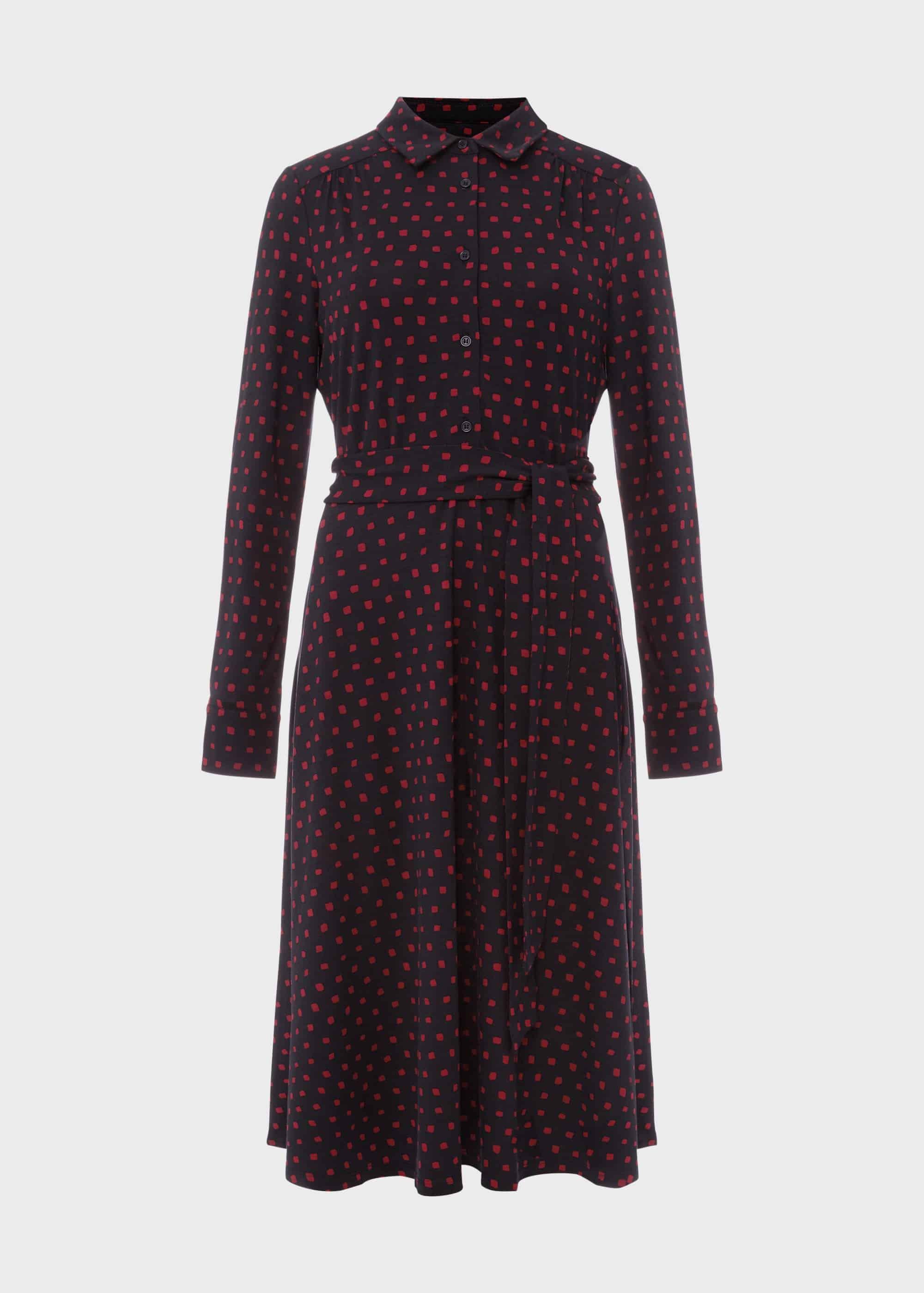 Lucinda Spot Dress, Navy Merlot, hi-res