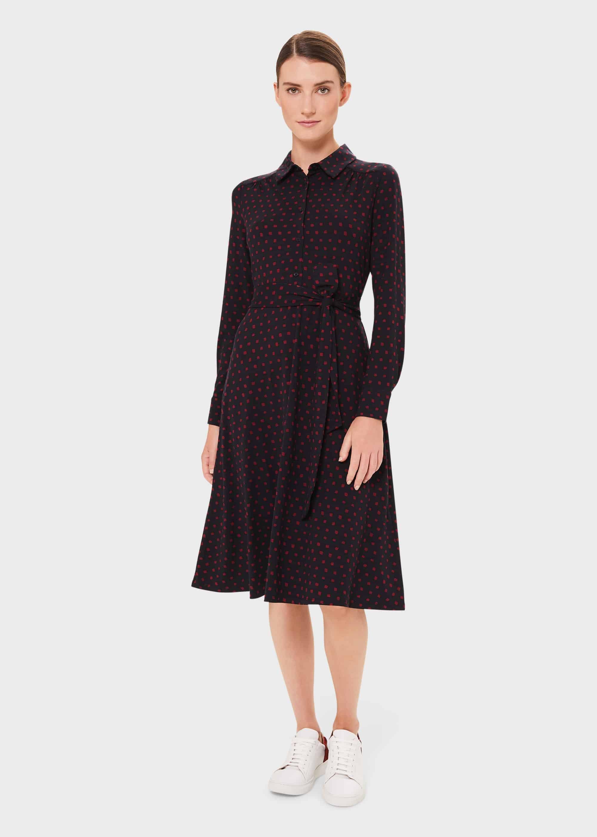 Lucinda Spot Dress, Navy Merlot, hi-res