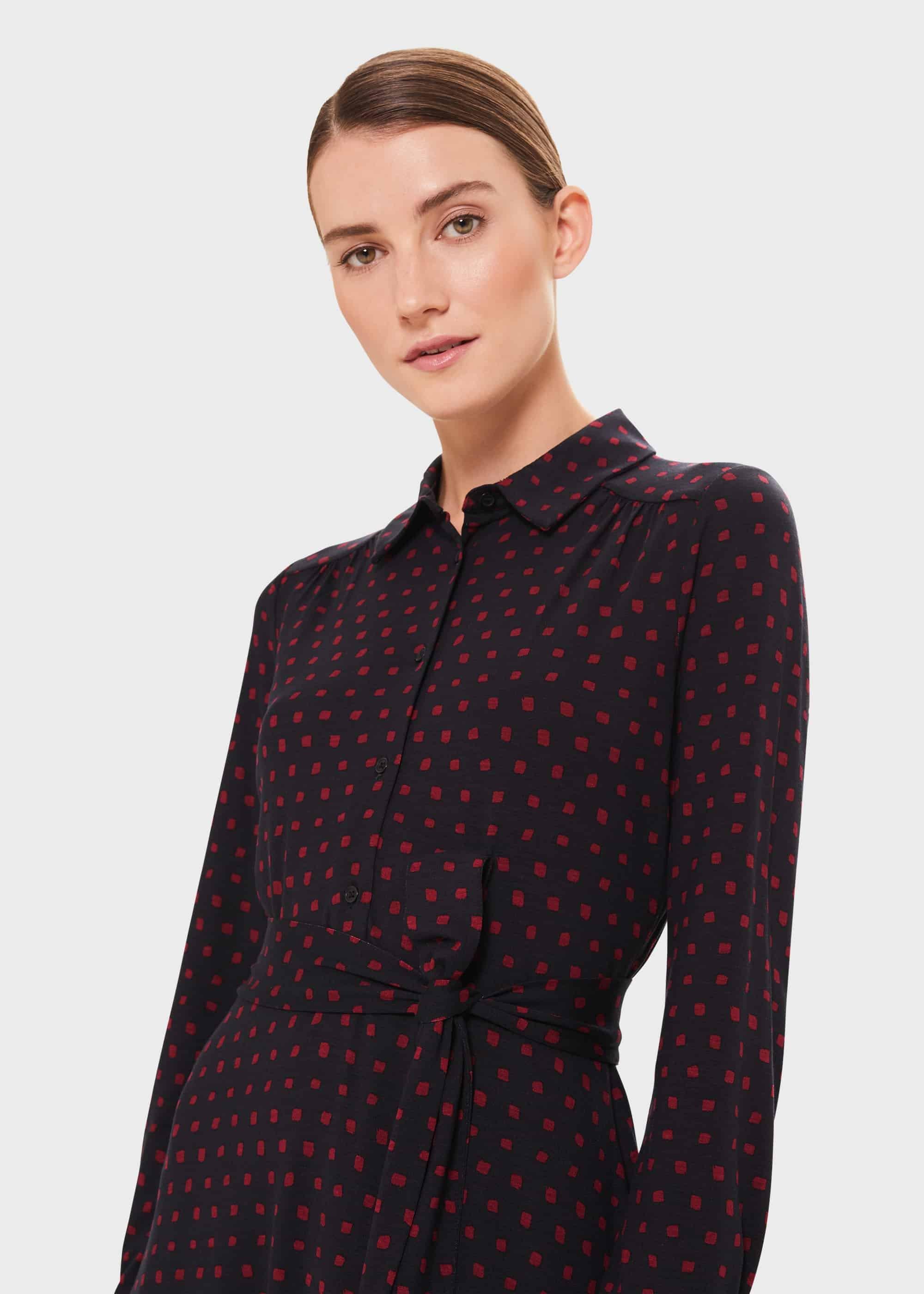 Lucinda Spot Dress, Navy Merlot, hi-res