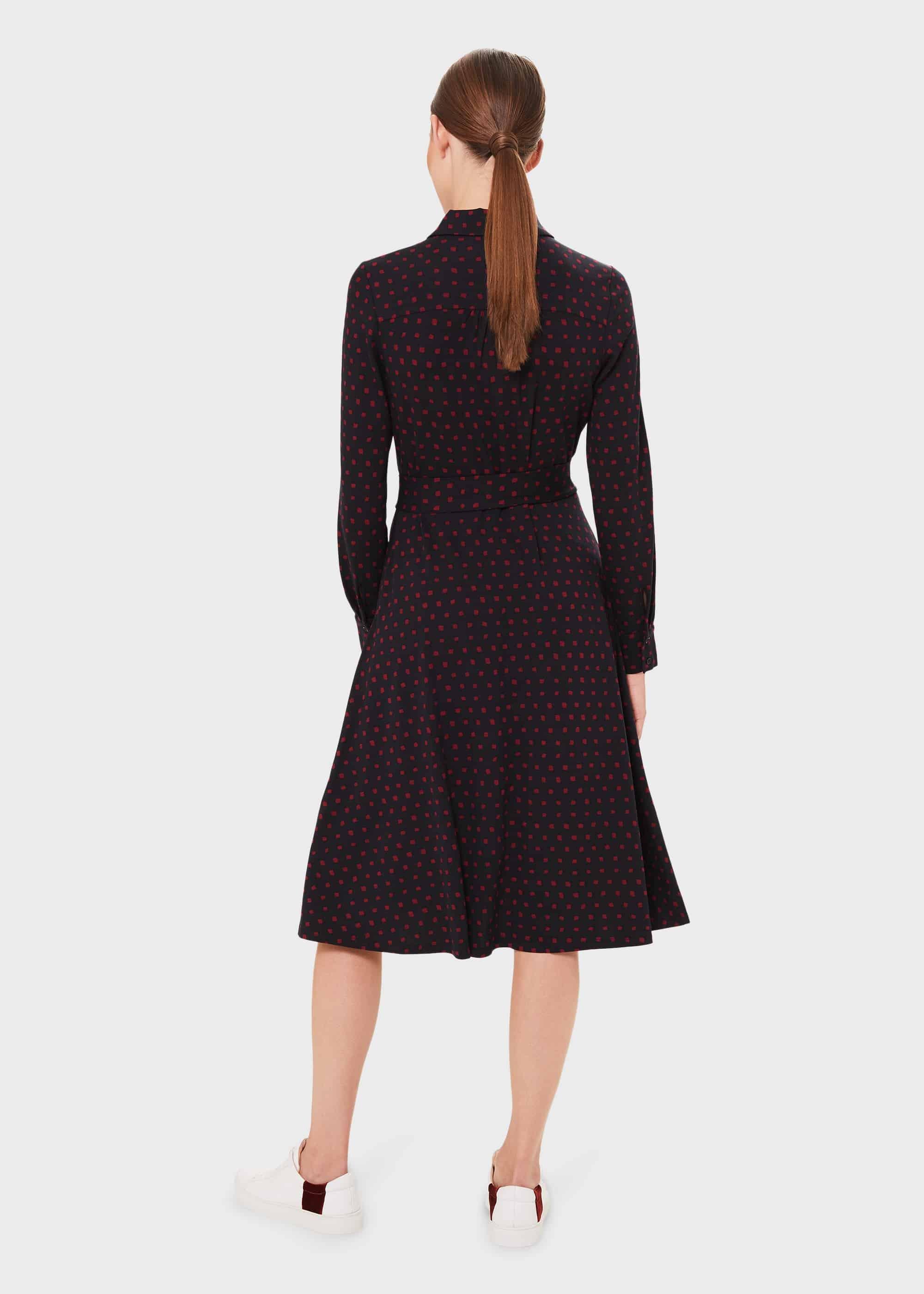 Lucinda Spot Dress, Navy Merlot, hi-res