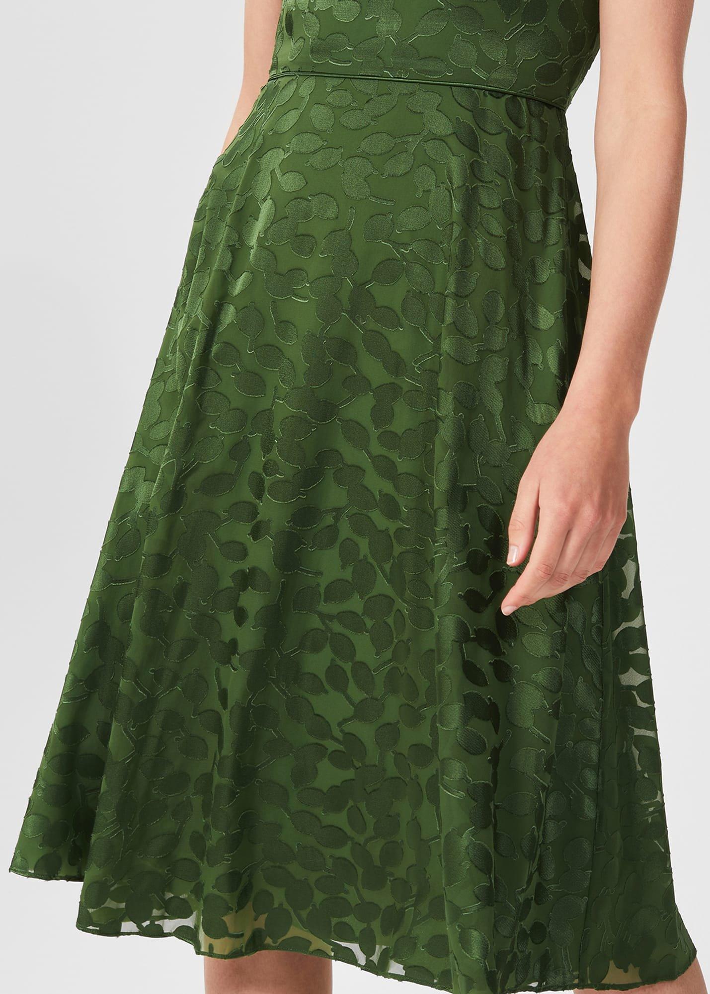 Adaline Jacquard Fit And Flare Dress, Fern Green, hi-res