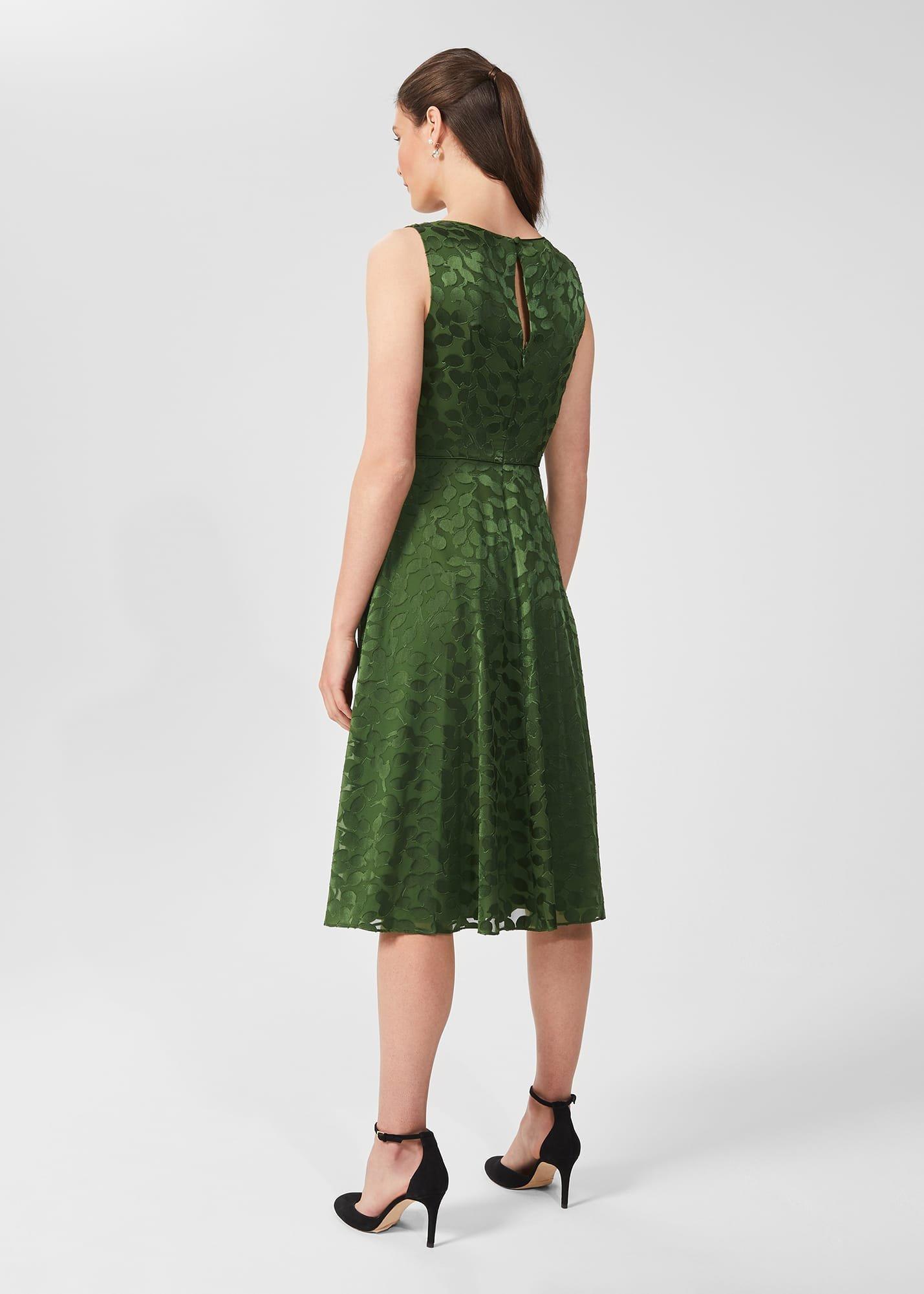 Adaline Jacquard Fit And Flare Dress, Fern Green, hi-res
