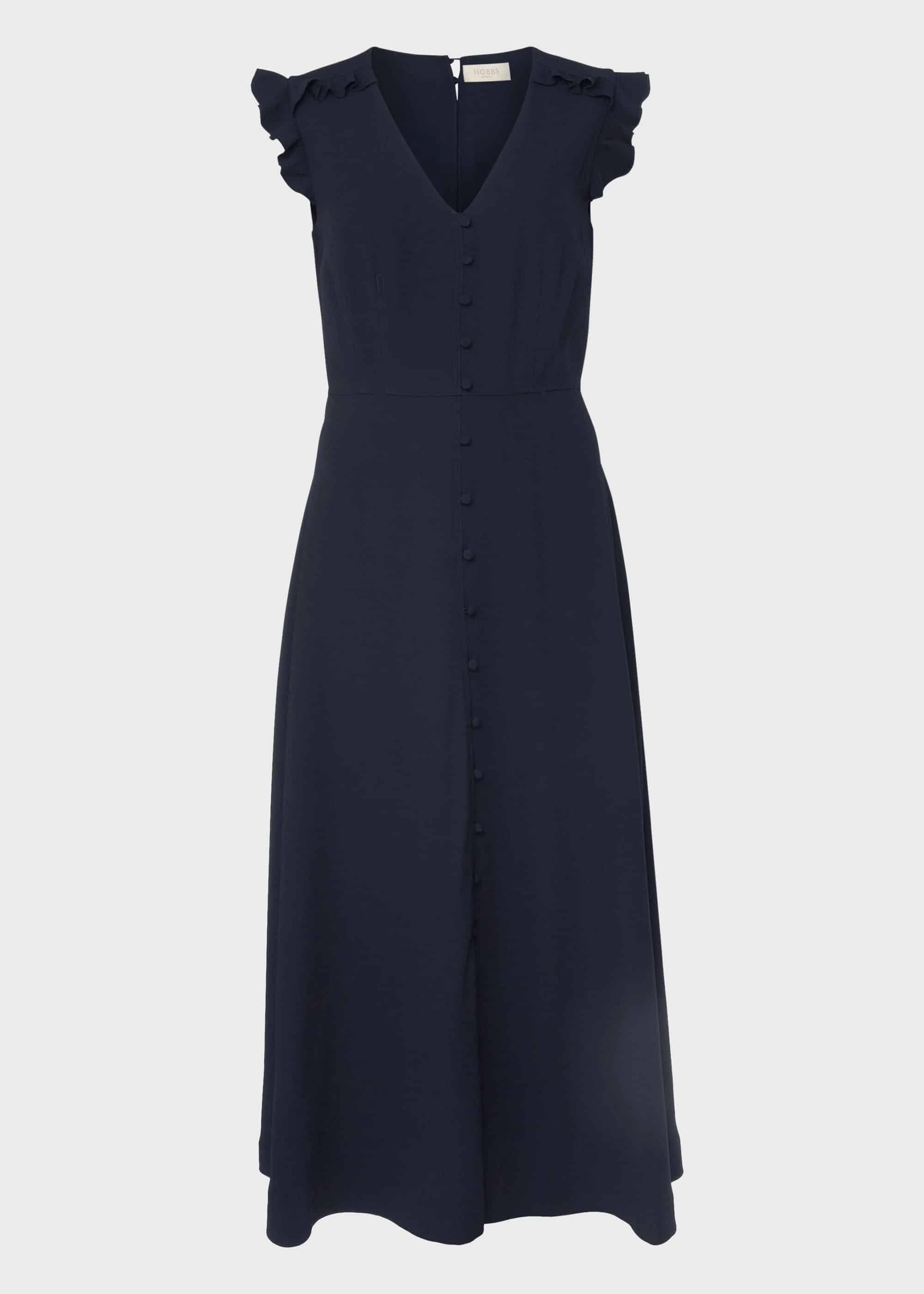 Vivien Satin Midi Dress, Navy, hi-res