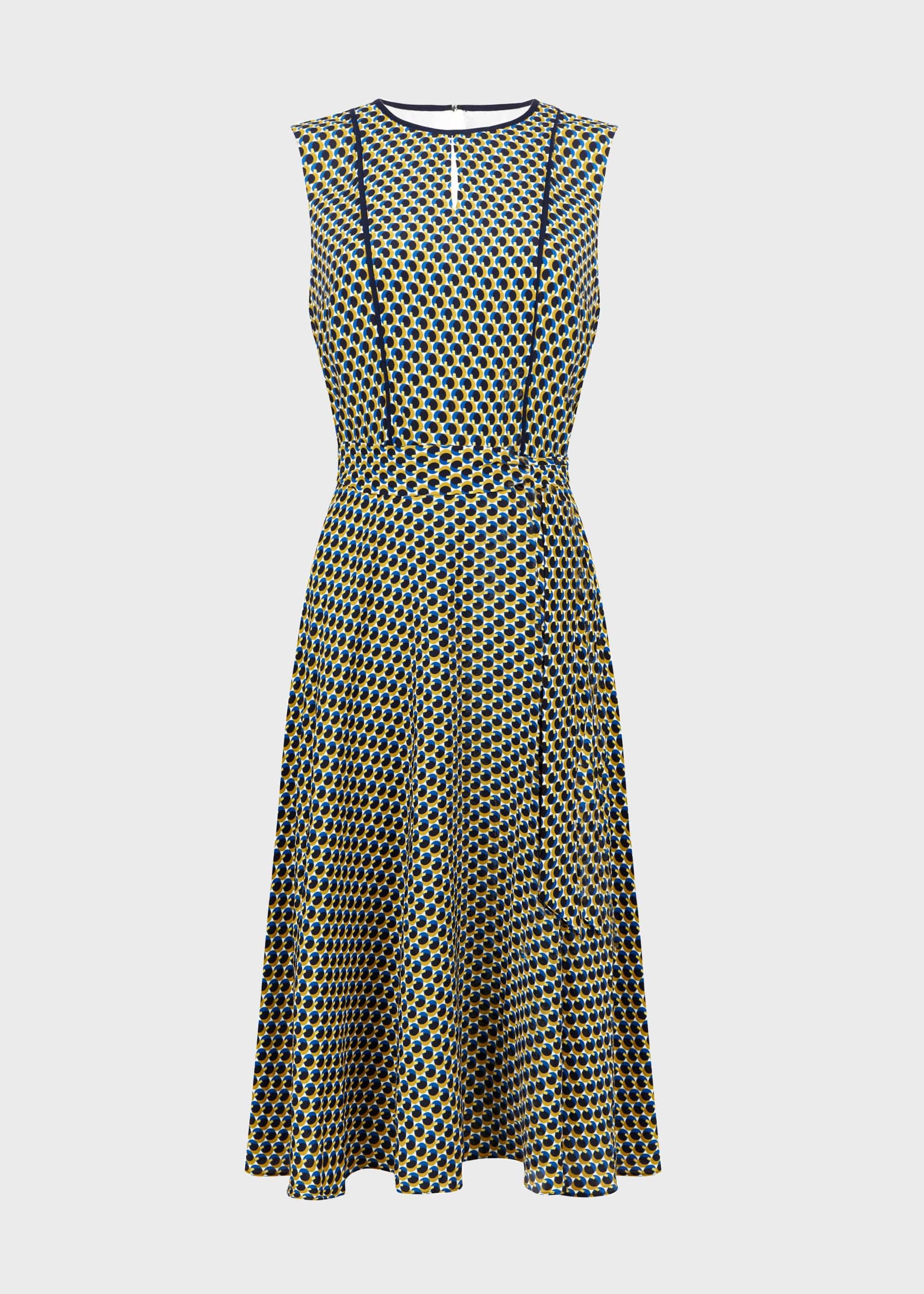 Madeleine Geo Fit And Flare Dress, Blue Multi, hi-res