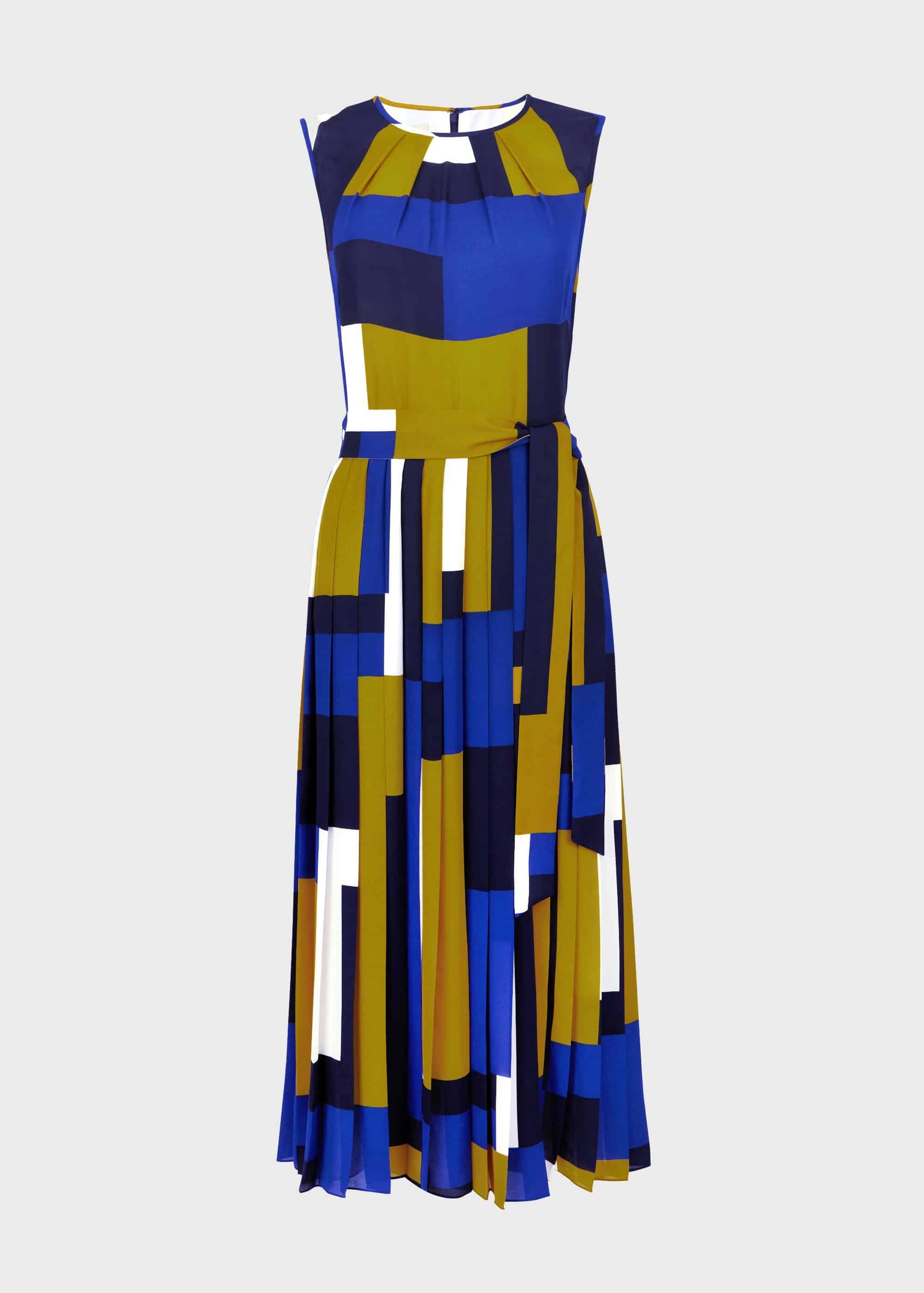 Alba Colourblock Midi Dress, Blue Multi, hi-res