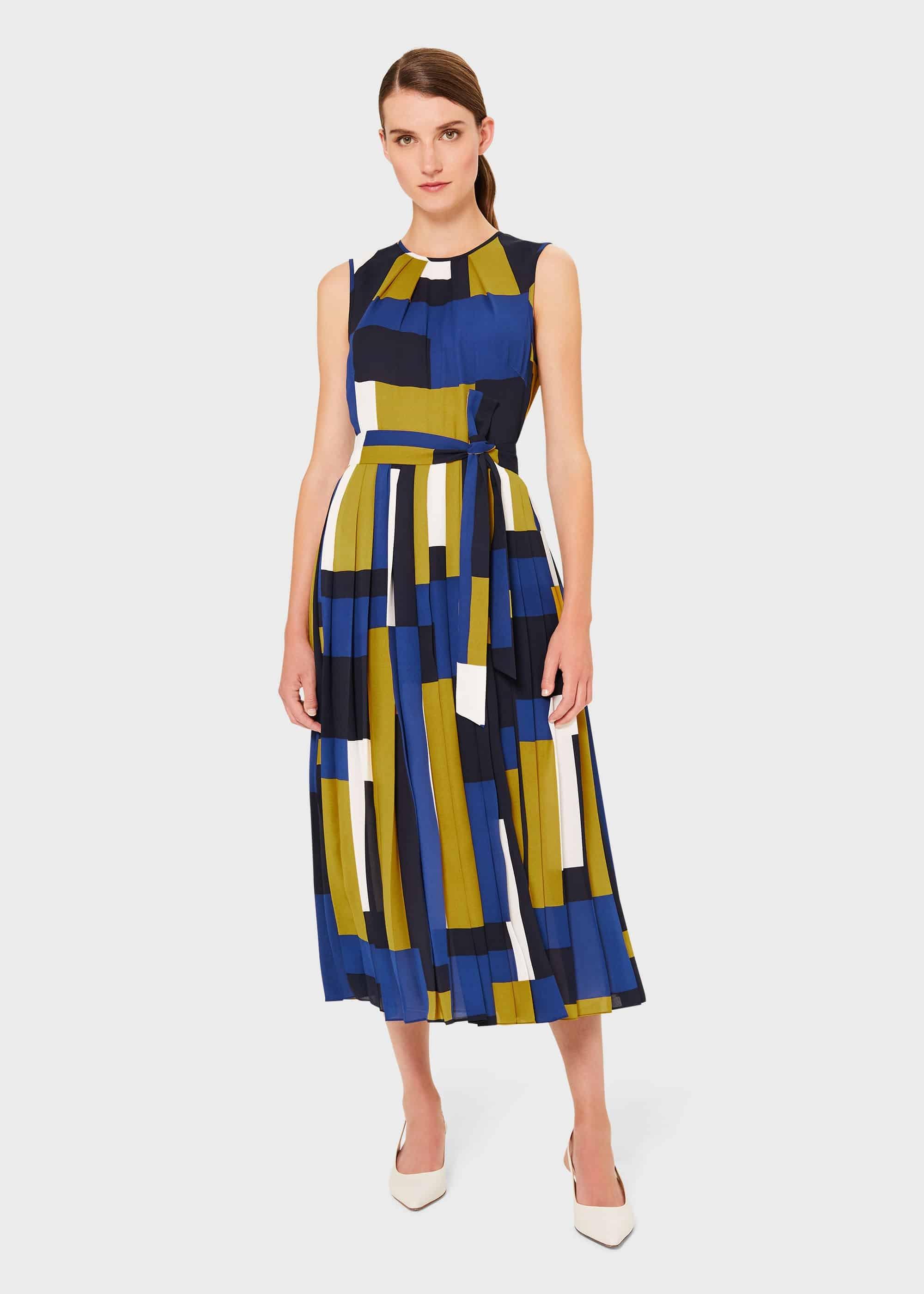 Alba Colourblock Midi Dress, Blue Multi, hi-res