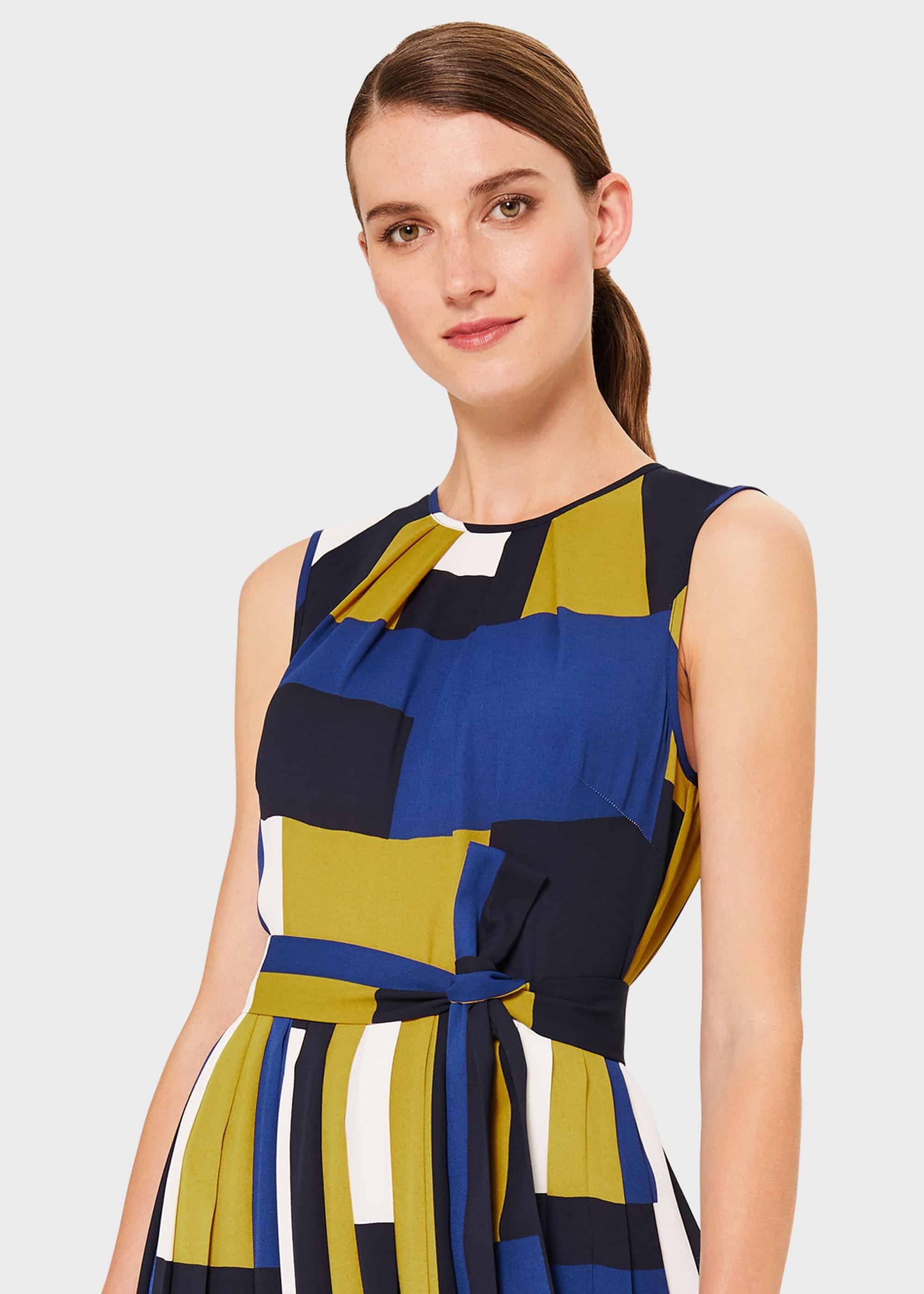 Alba Colourblock Midi Dress, Blue Multi, hi-res