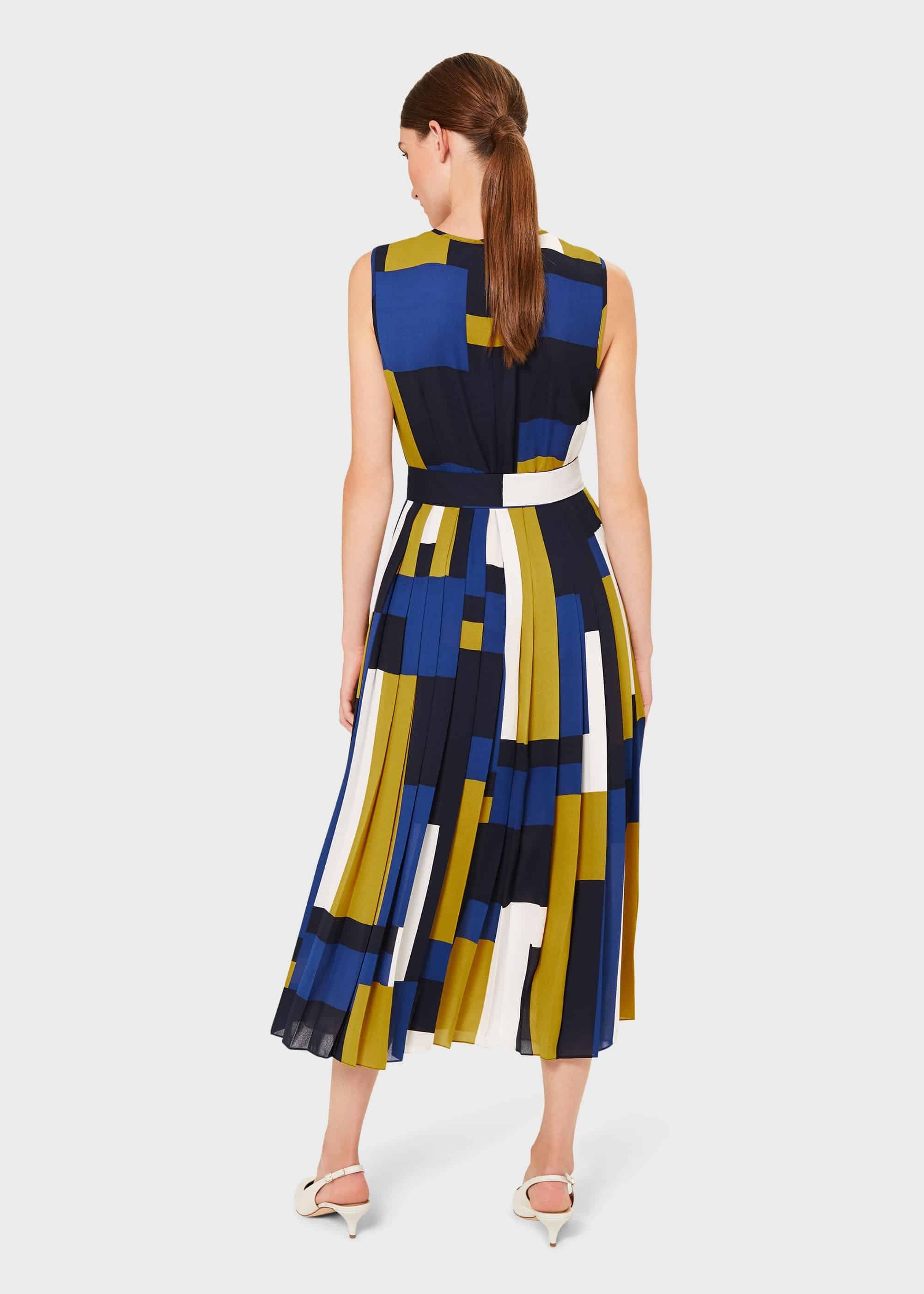 Alba Colourblock Midi Dress, Blue Multi, hi-res